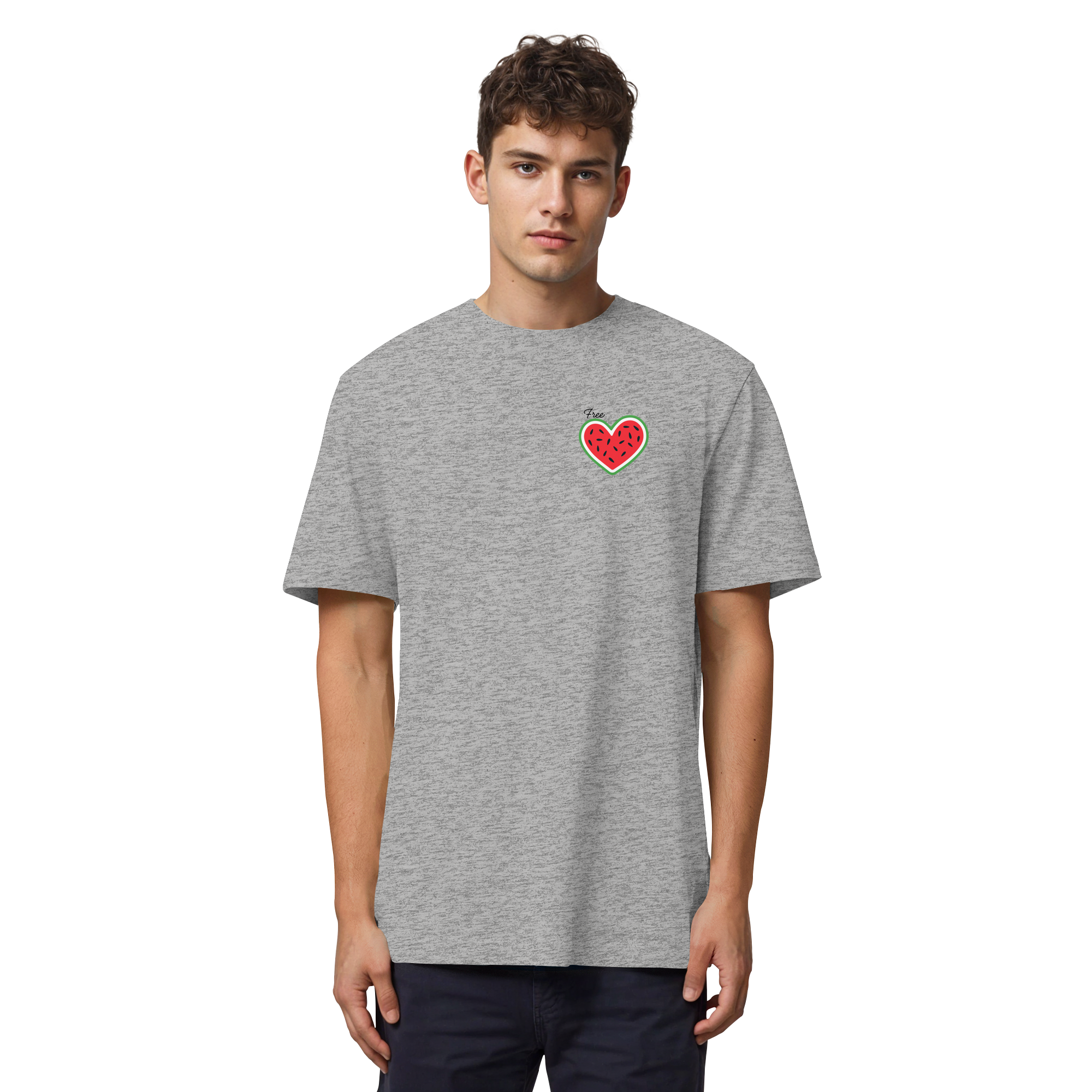 Free Palestine "Melon Heart Edition" - Organic Heavy T-Shirt