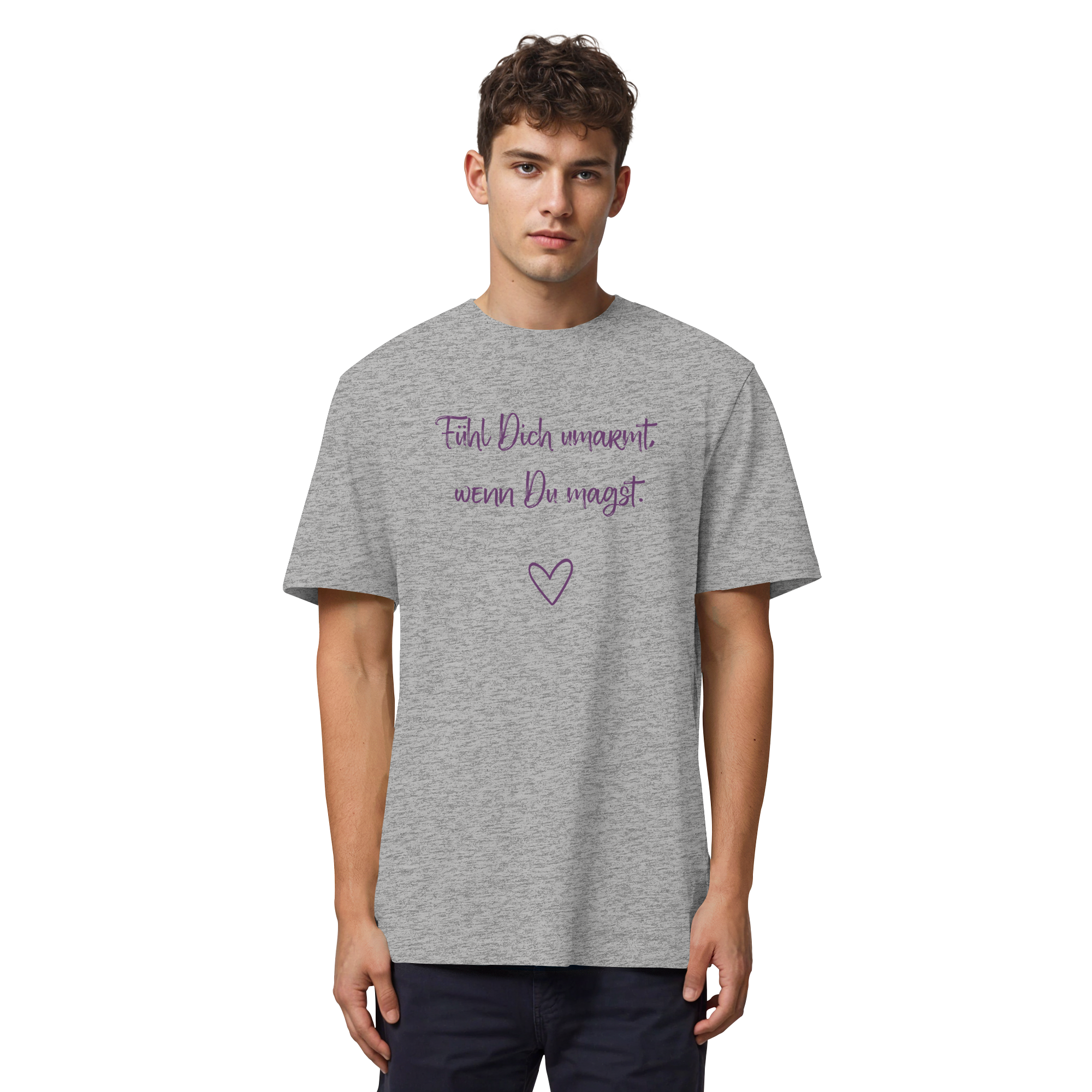 Fühl Dich umarmt, wenn Du magst "Lila Herz Edition" - Organic Heavy T-Shirt