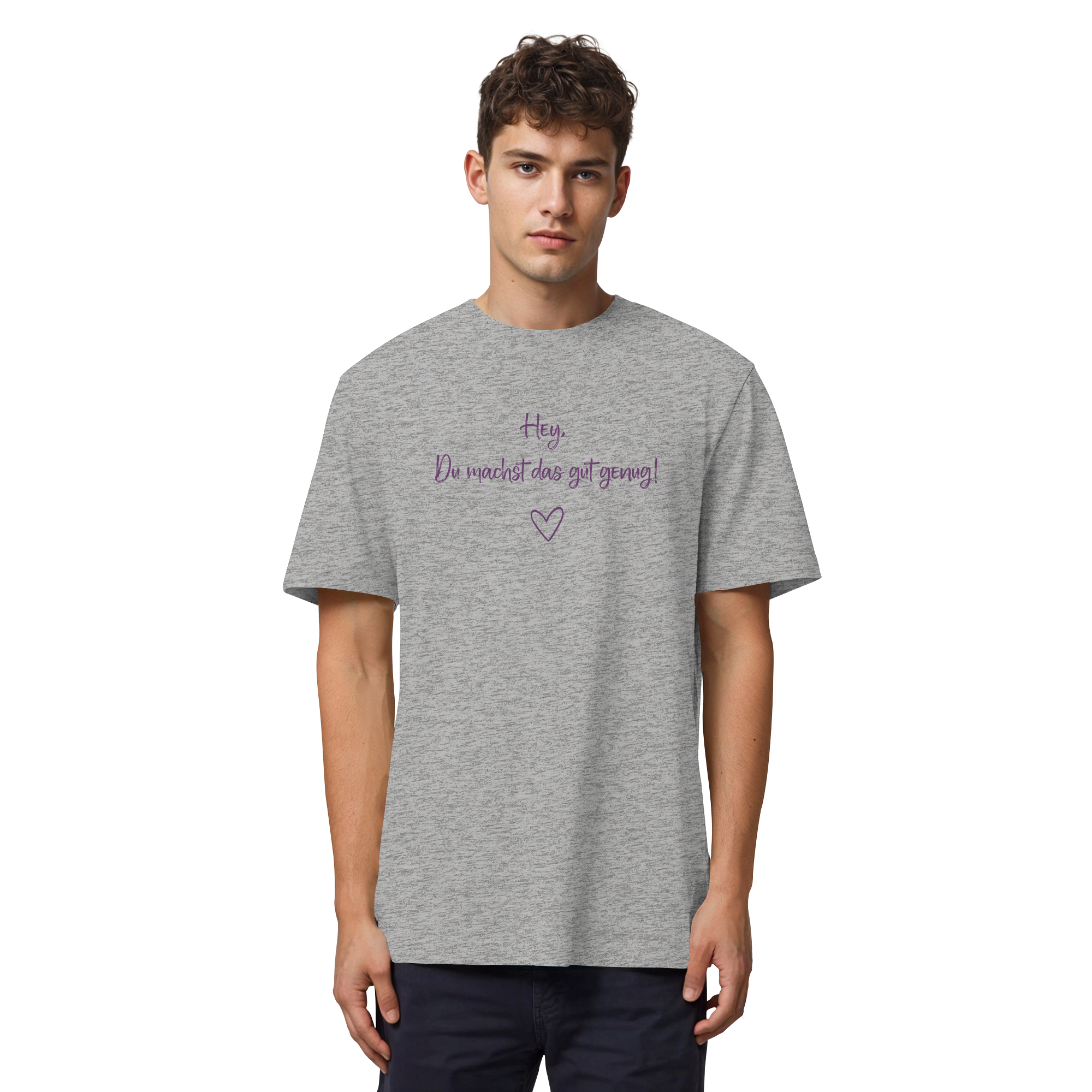 Hey, Du machst das gut genug! "Lila Herz Edition" - Organic Heavy T-Shirt