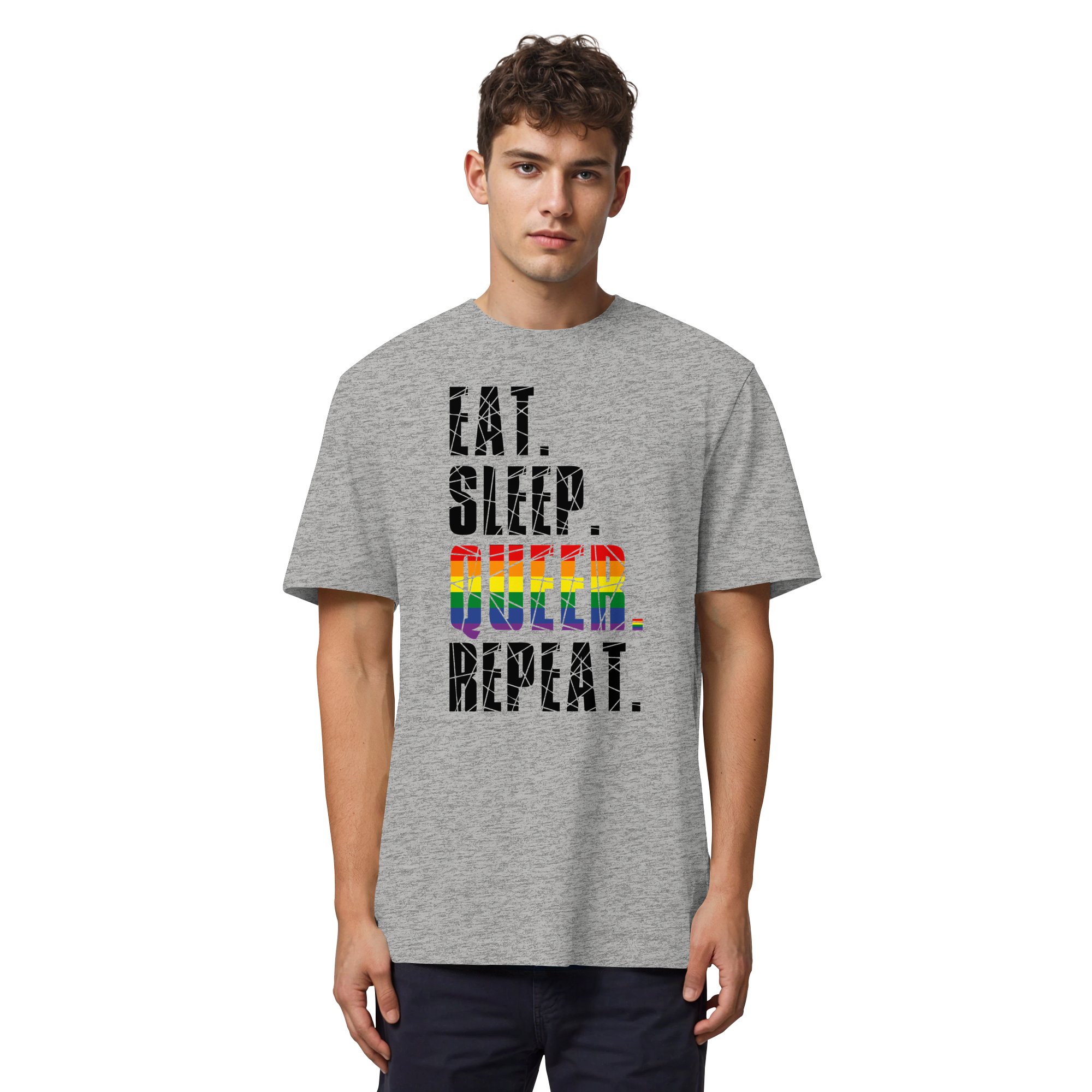 EAT. SLEEP. QUEER. REPEAT. - Organic Heavy T-Shirt