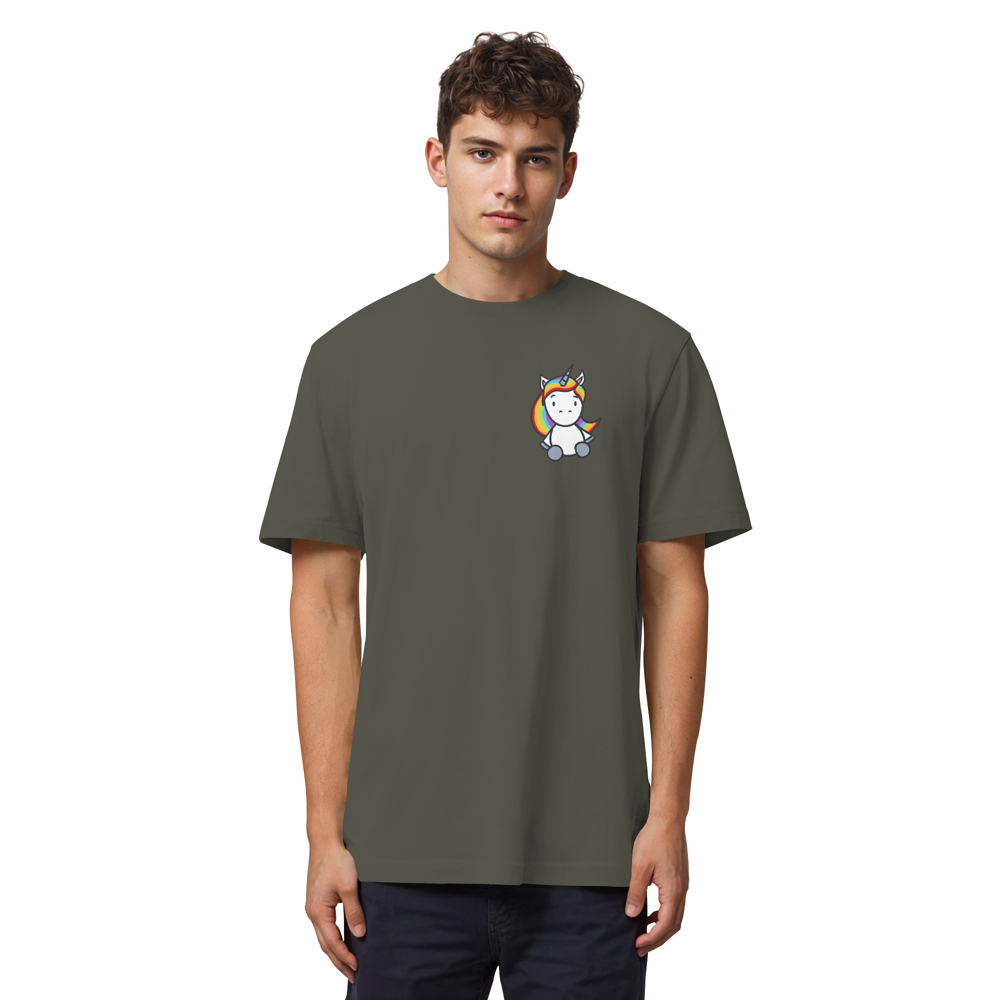 Schwarz Weiß wird Regenbogen Farben Backprint (dunkel) - Organic Heavy T-Shirt