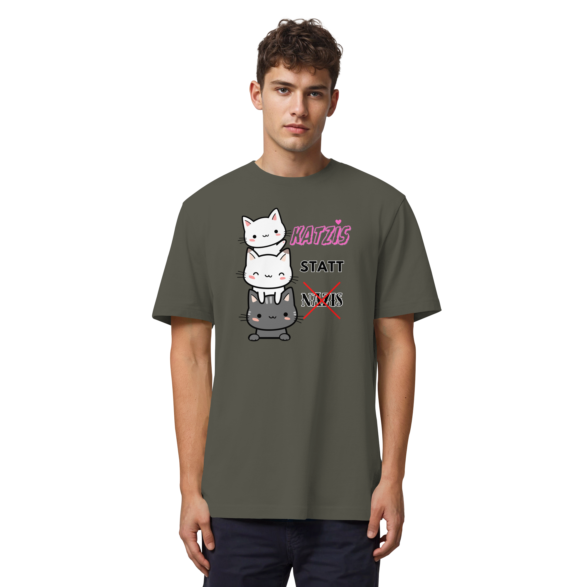 Katzis statt Nazis - Organic Heavy T-Shirt