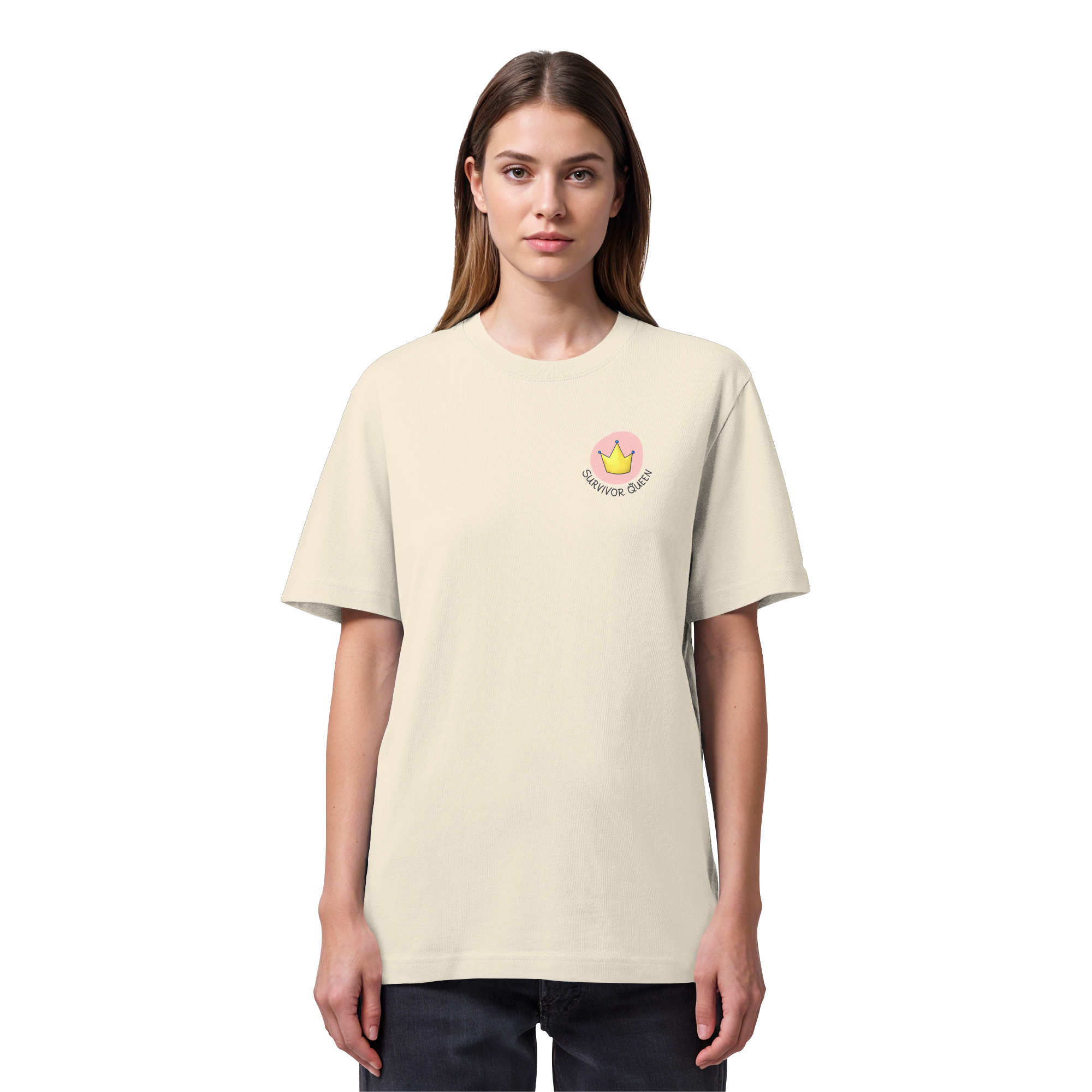 Survivor Queens Logo "Schriftzug Edition" Brustprint (hell) - Organic Heavy T-Shirt