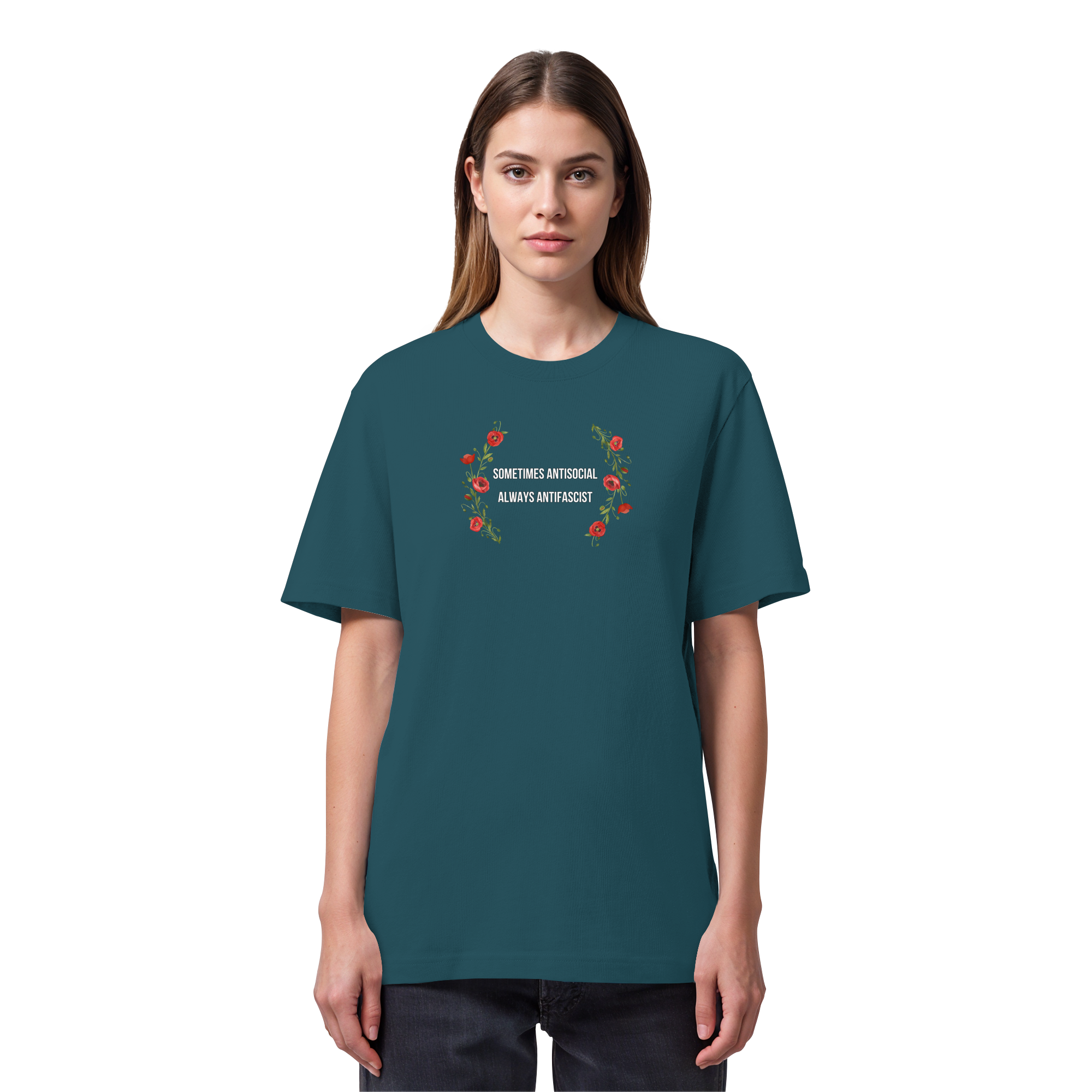 Sometimes Antisocial Always Antifascist - Organic Heavy T-Shirt