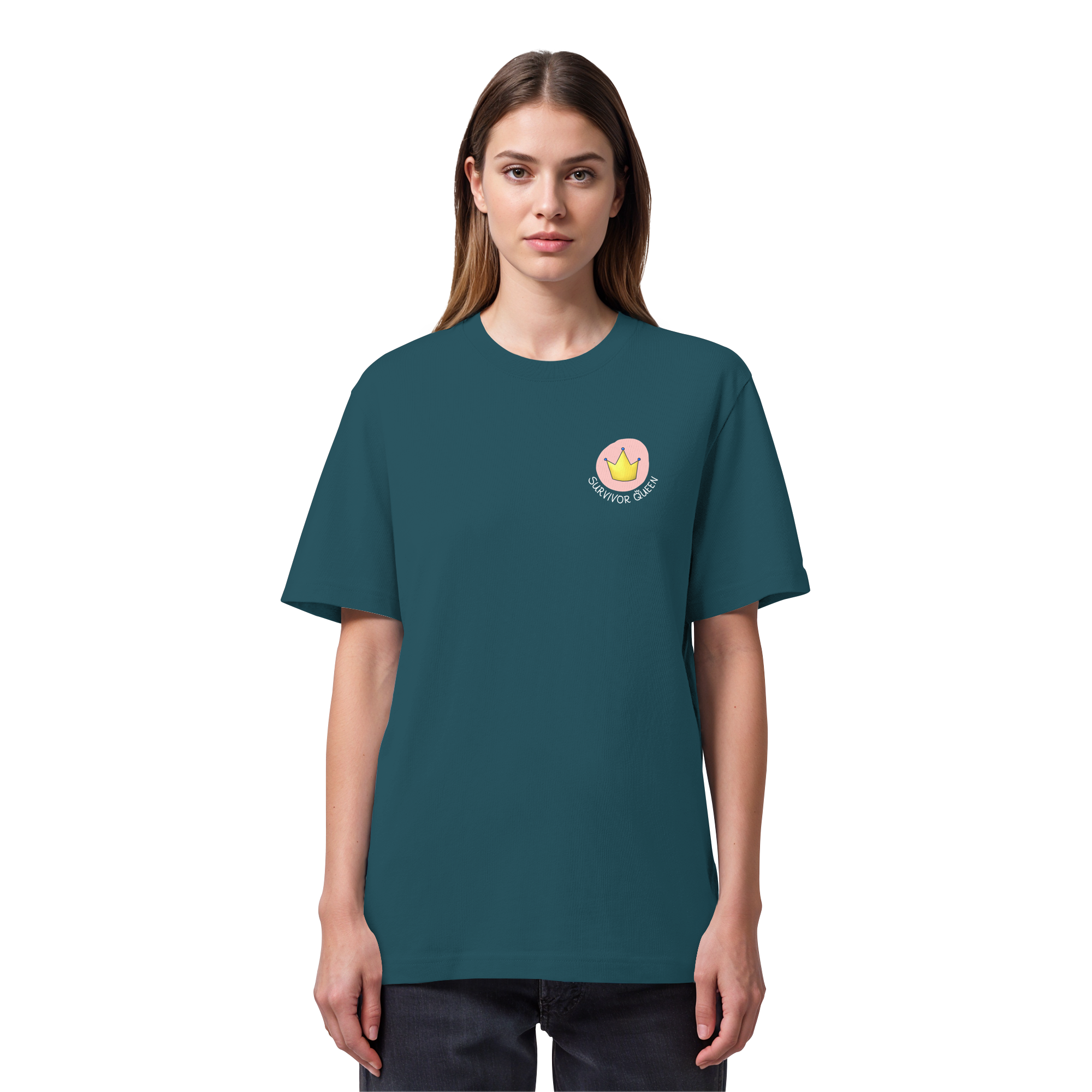 Survivor Queens Logo "Schriftzug Edition" Brustprint (dunkel) - Organic Heavy T-Shirt