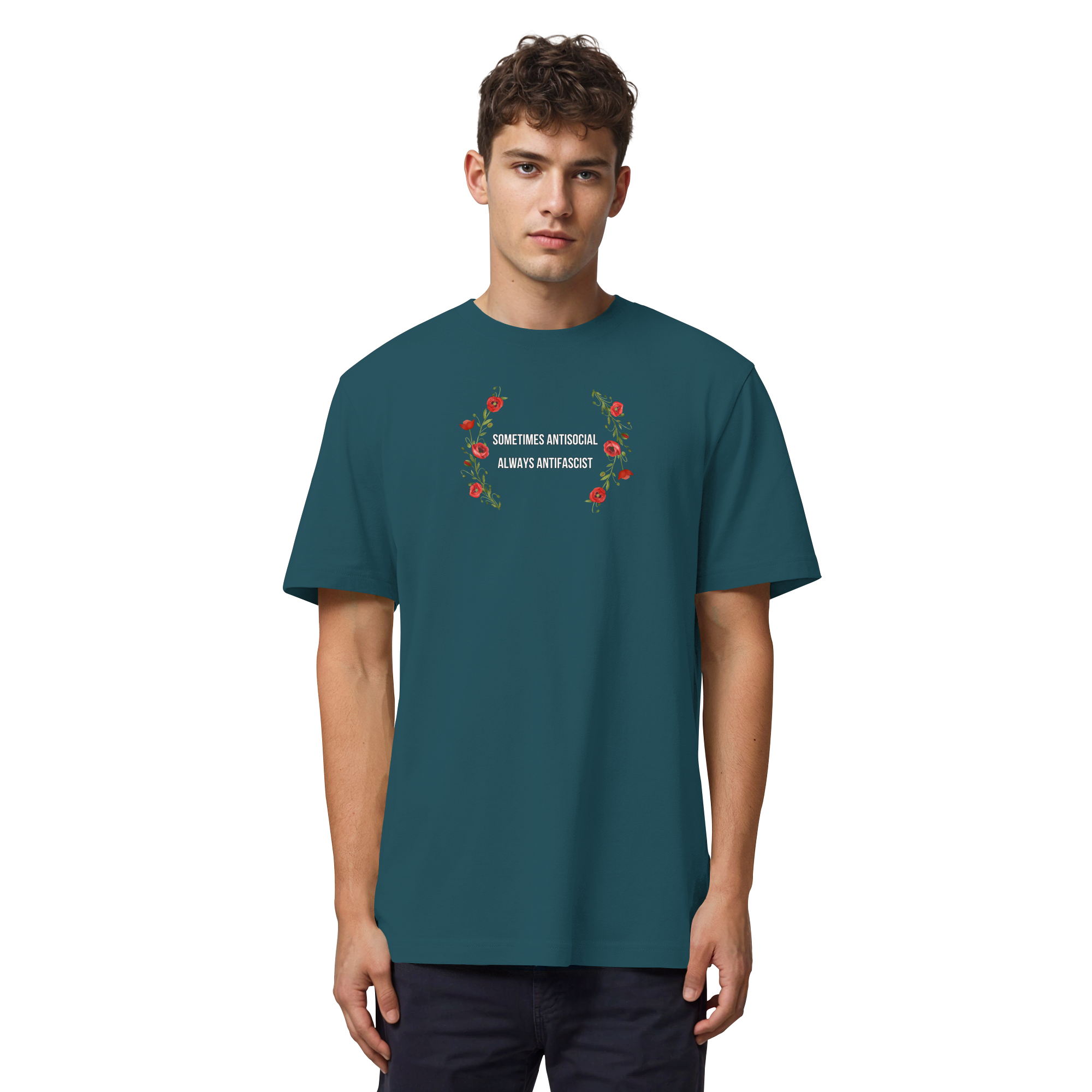 Sometimes Antisocial Always Antifascist - Organic Heavy T-Shirt