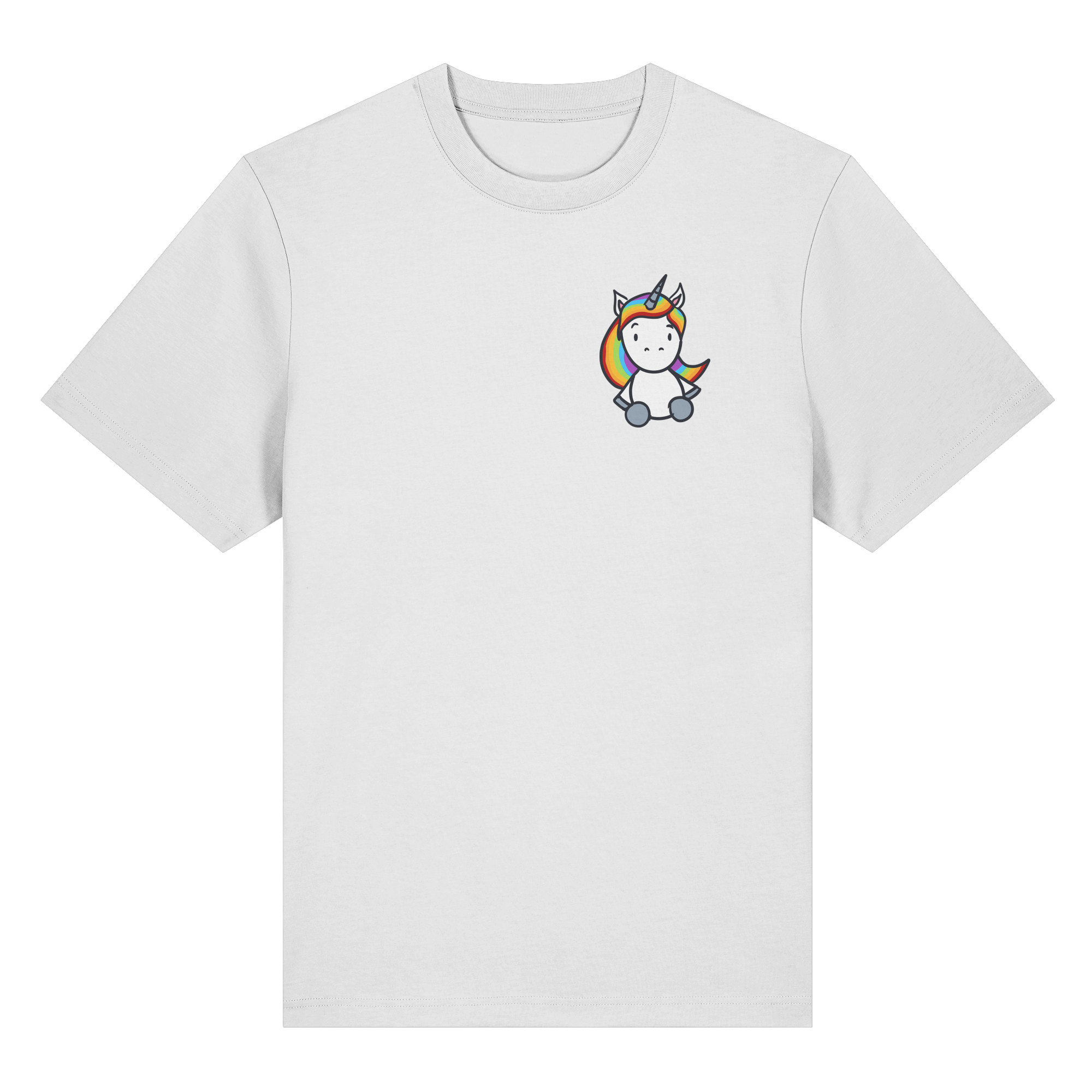 Schwarz Weiß wird Regenbogen Farben Backprint (hell) - Organic Heavy T-Shirt