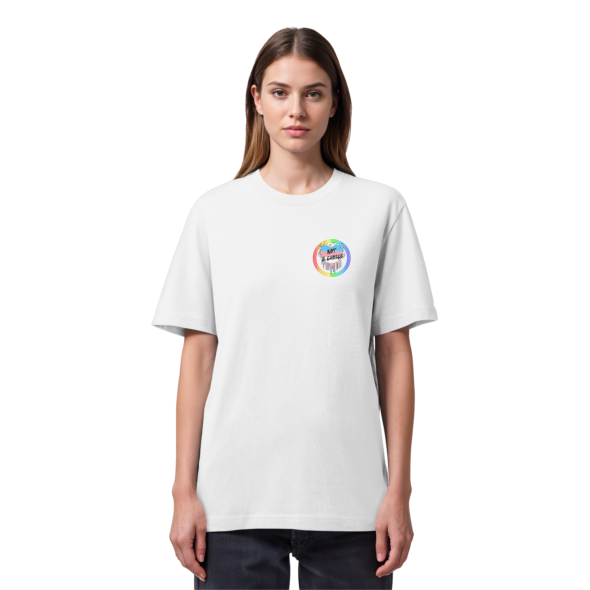 Trans Not a Choice "Regenbogenkreis Edition" - Organic Heavy T-Shirt