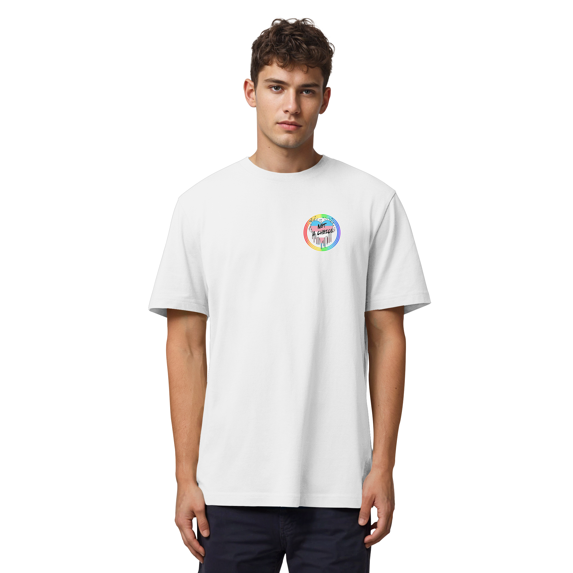 Trans Not a Choice "Regenbogenkreis Edition" - Organic Heavy T-Shirt