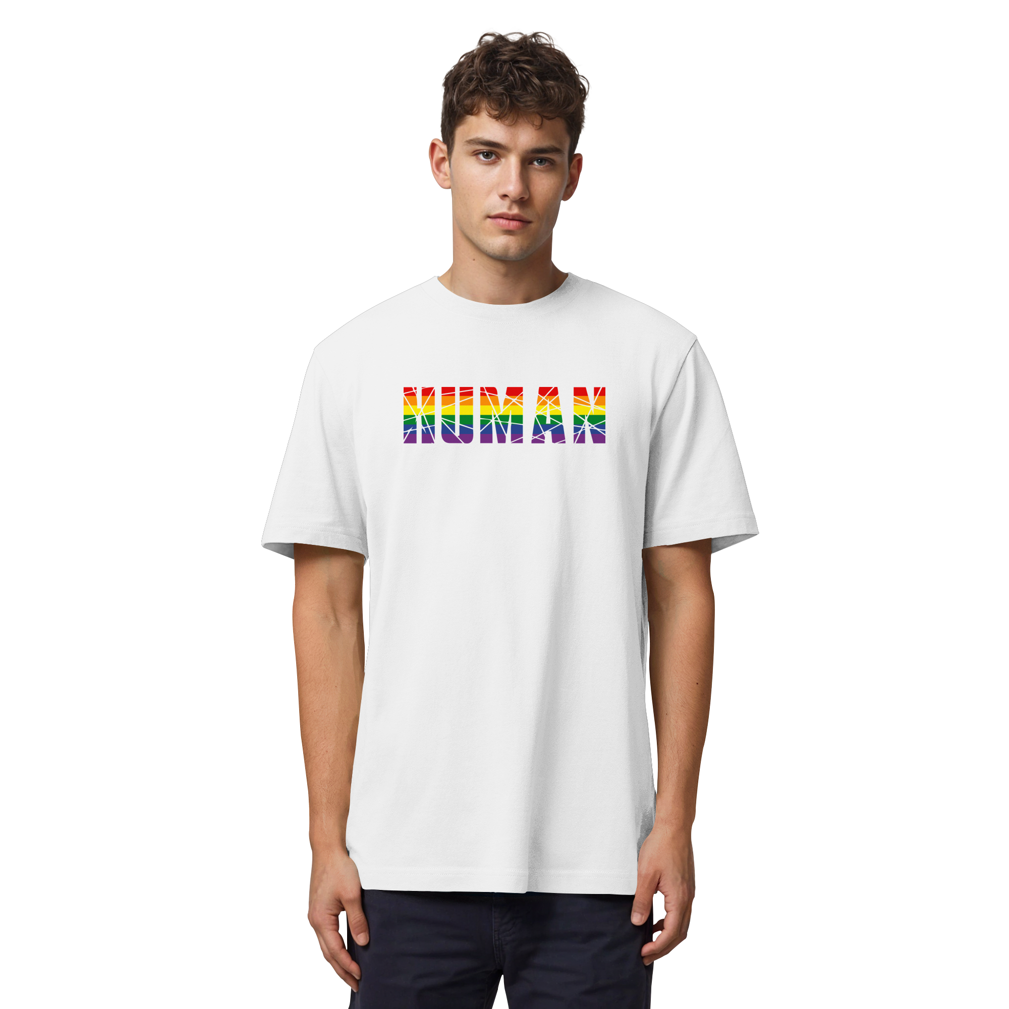 HUMAN in Regenbogen Farben - Organic Heavy T-Shirt