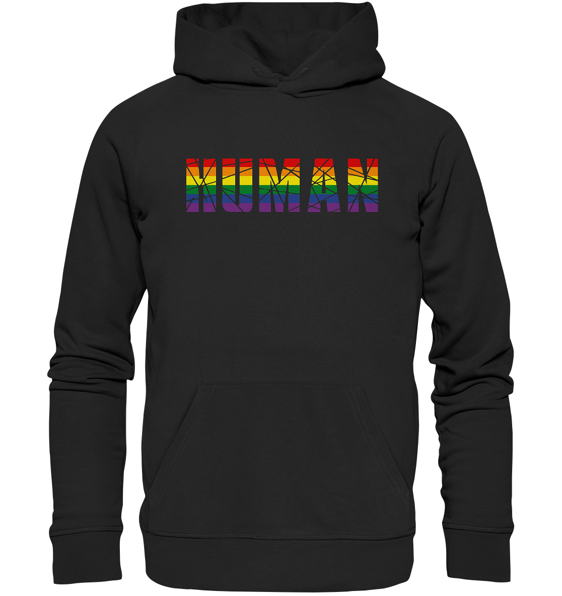 HUMAN in Regenbogen-Farben - Organic Hoodie