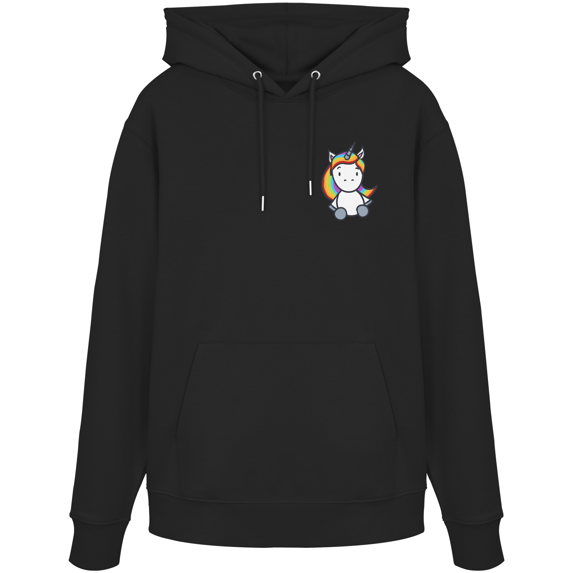 Schwarz Weiß wird Regenbogen Farben Backprint (dunkel) - Organic Hoodie