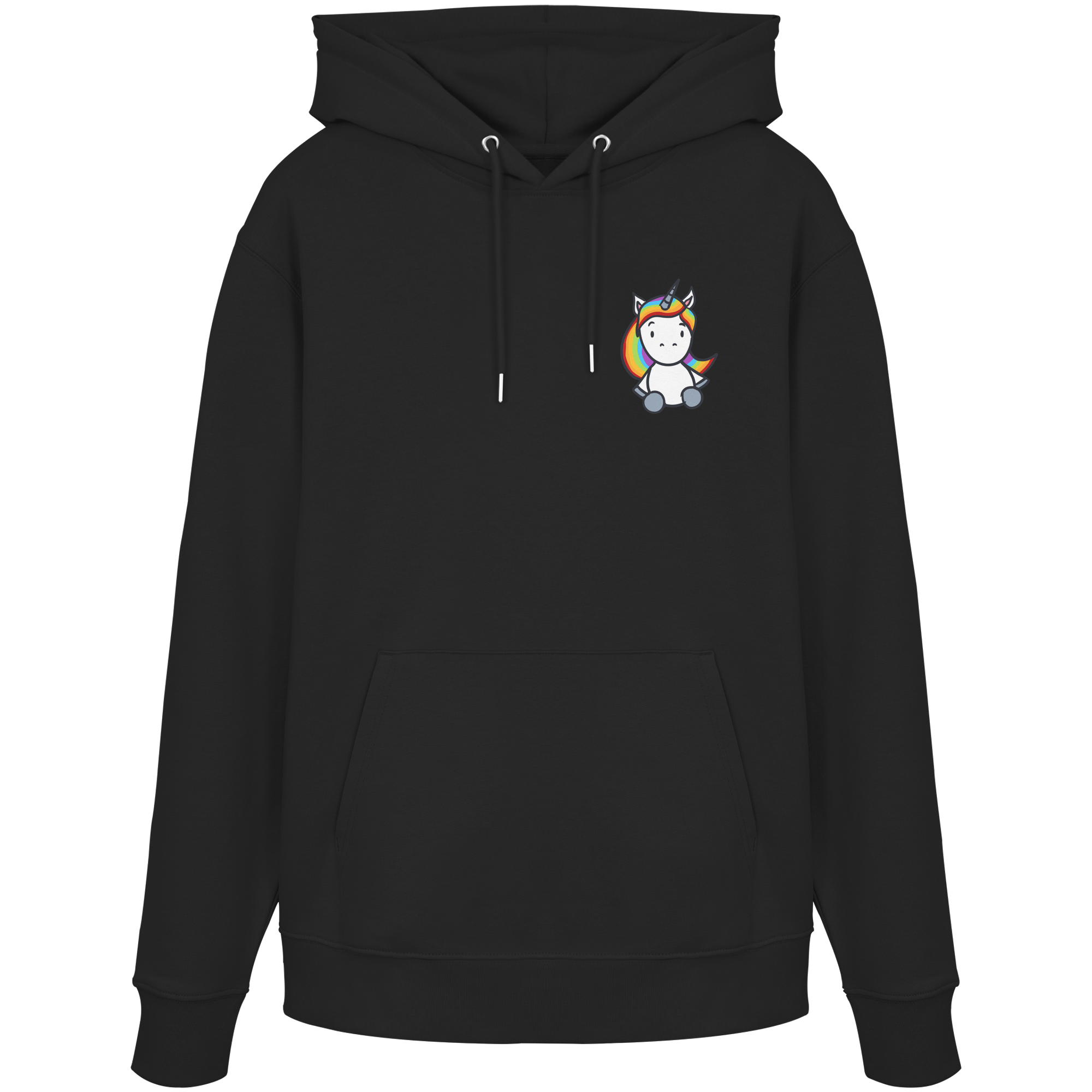 Einhorn mit Regenbogen Haaren - Organic Hoodie