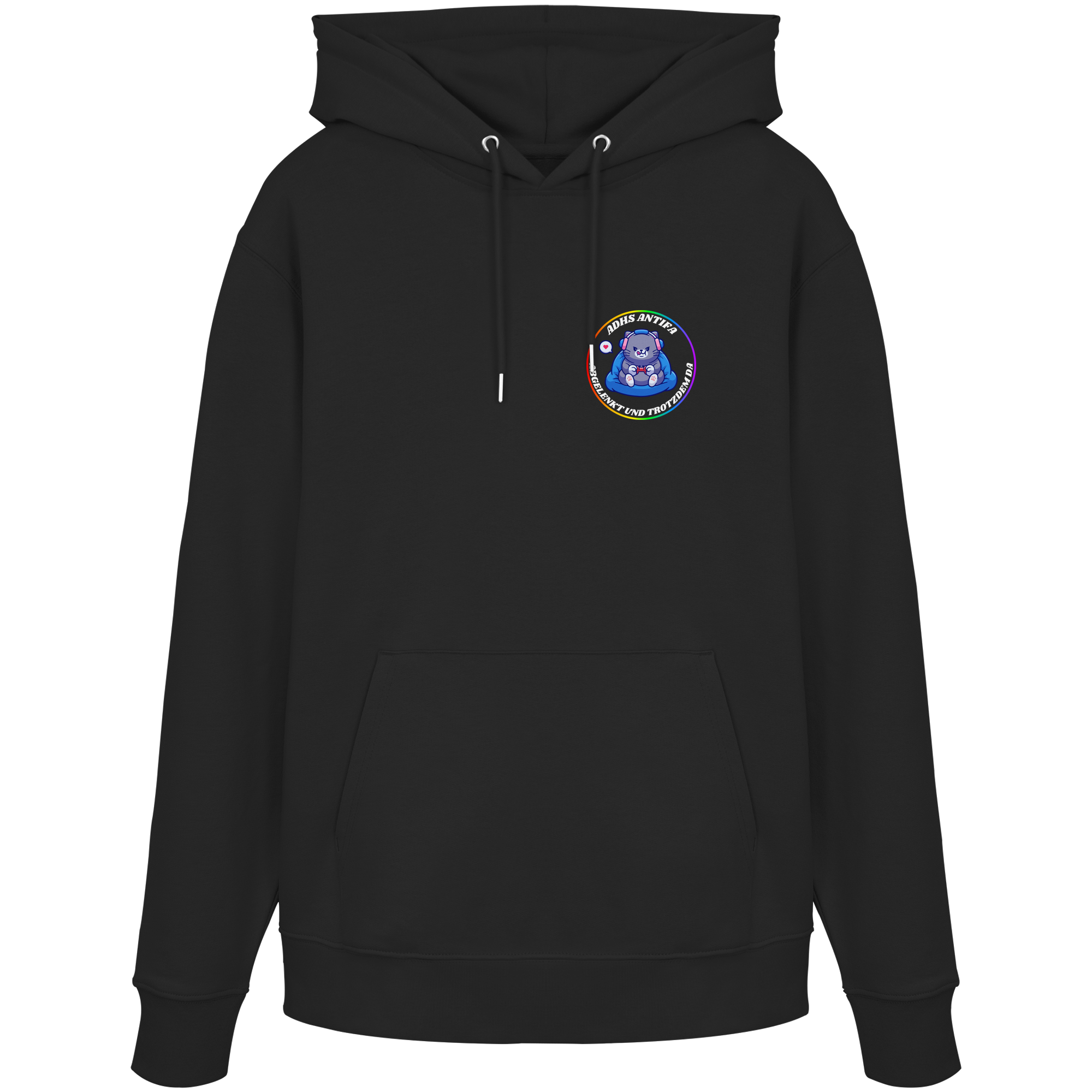 ADHS Antifa: Abgelenkt und trotzdem da "Gamer Cat Edition" - Organic Hoodie
