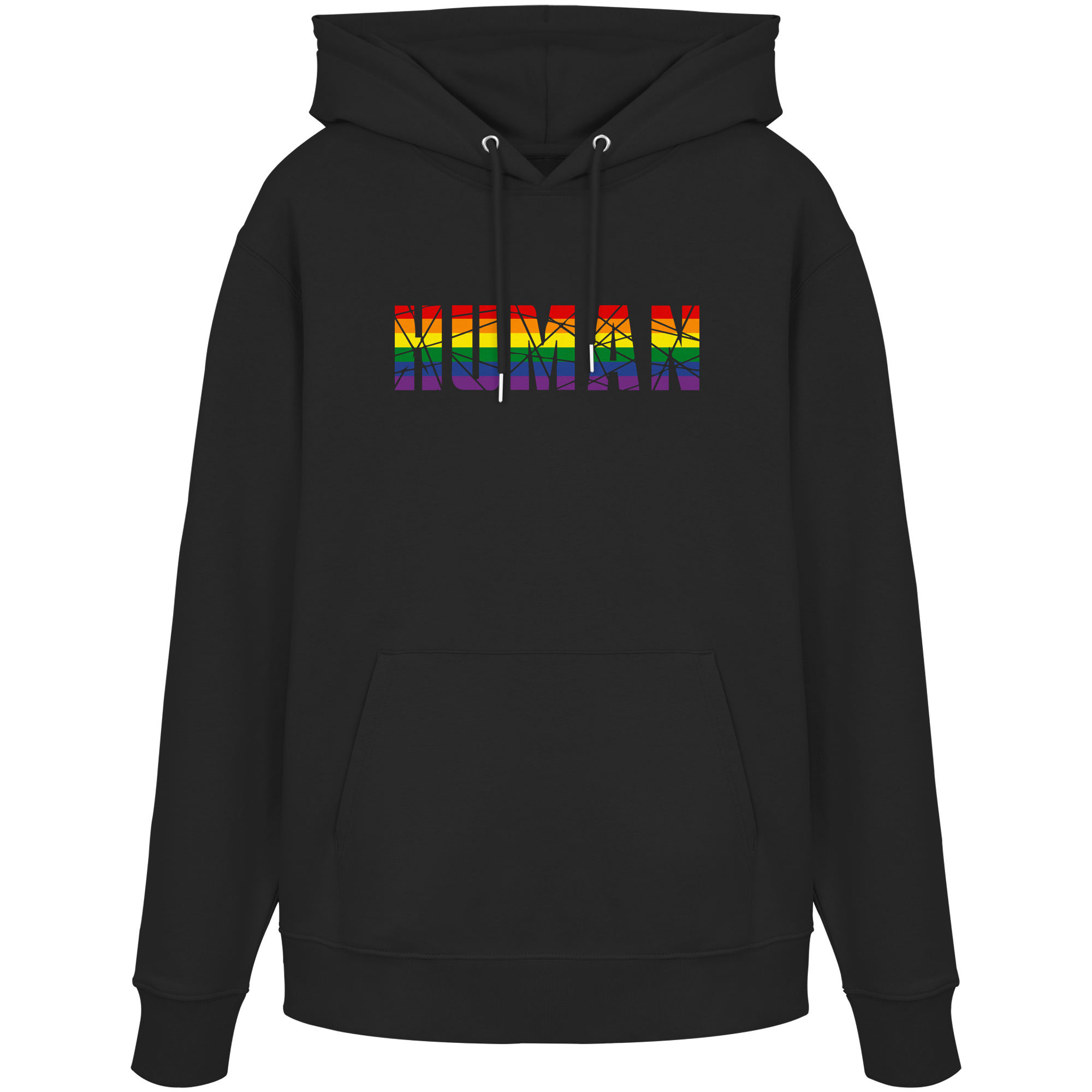 HUMAN in Regenbogen Farben - Organic Hoodie