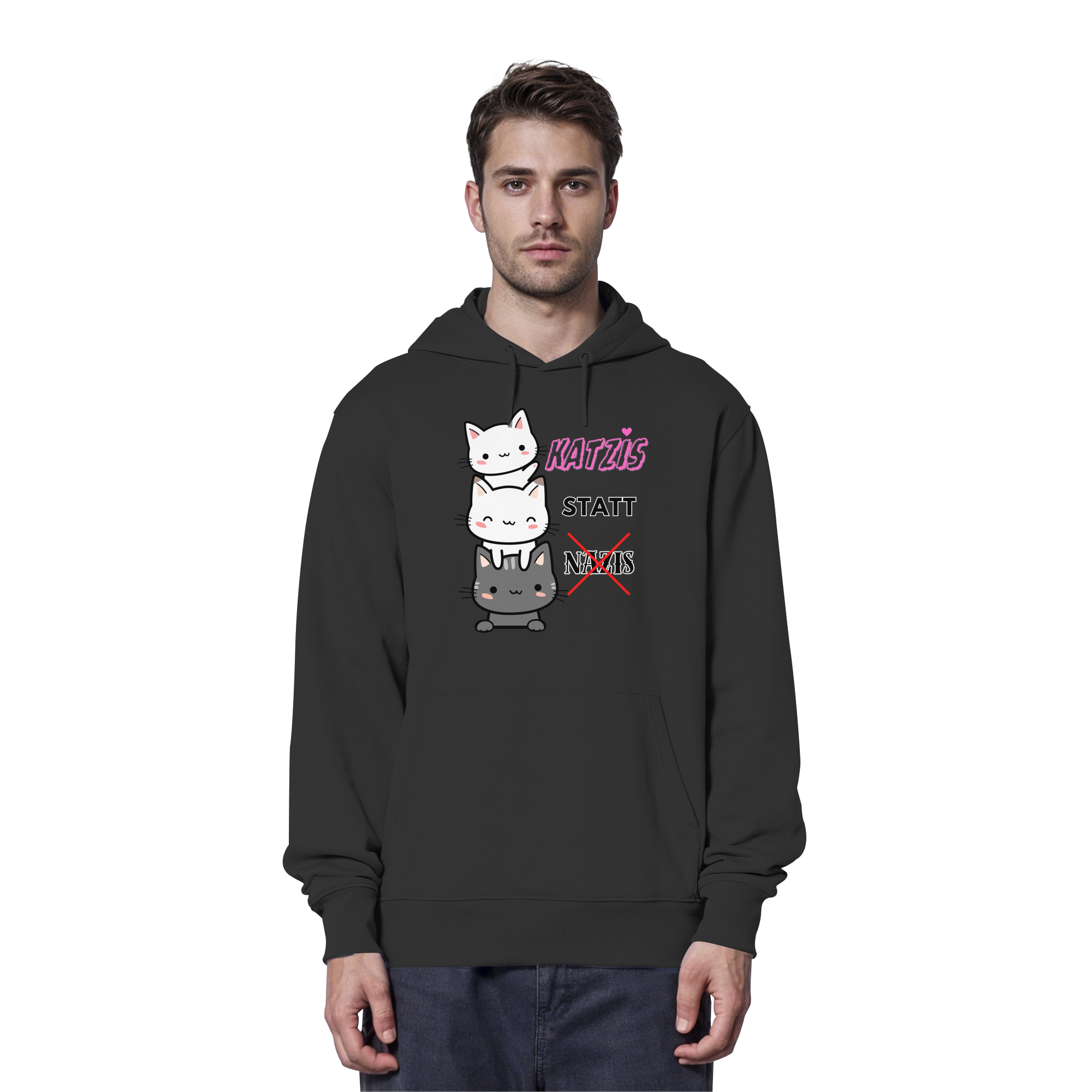 Katzis statt Nazis - Organic Hoodie