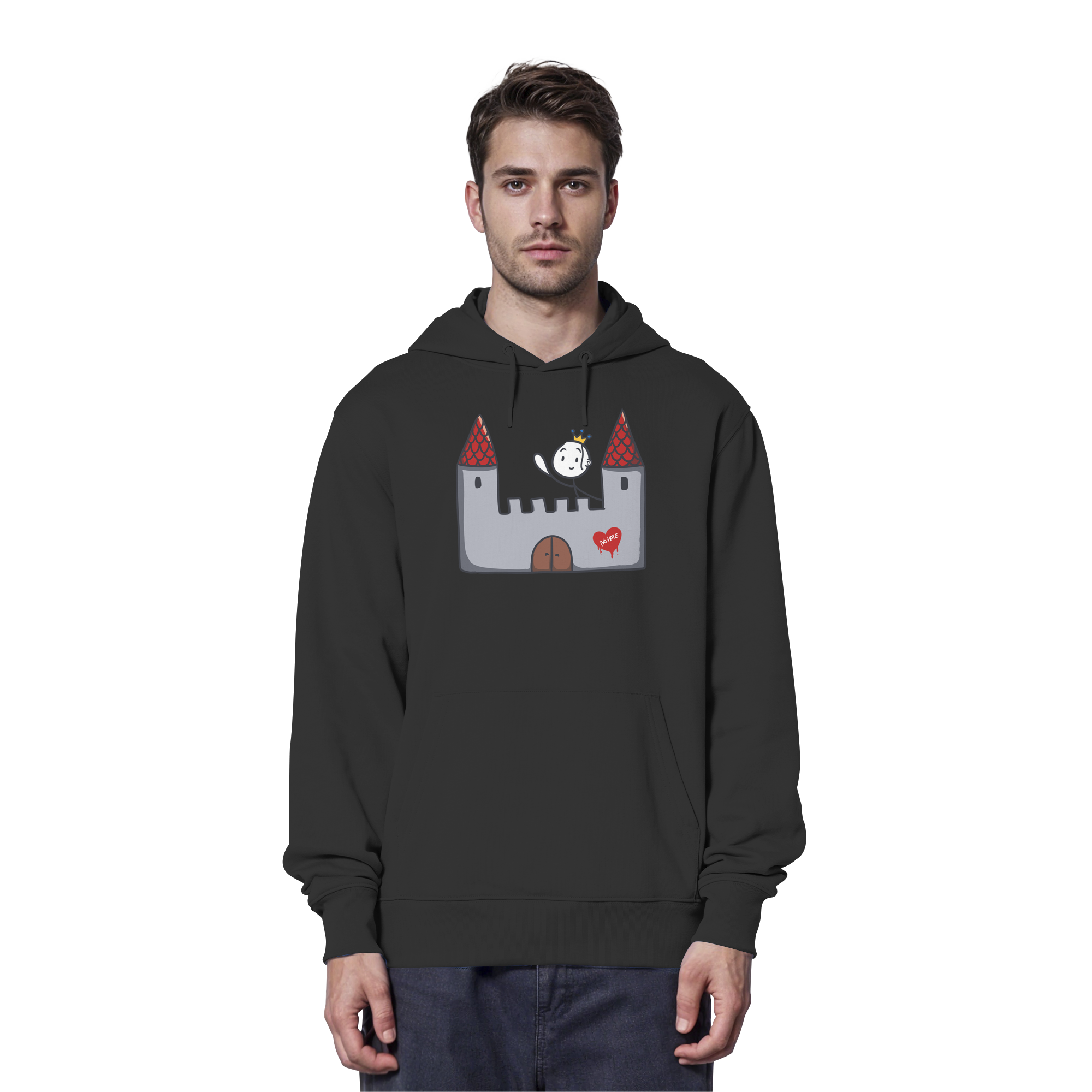 Seelenmännchen "Schloss Edition" Frontprint (dunkel) - Organic Hoodie