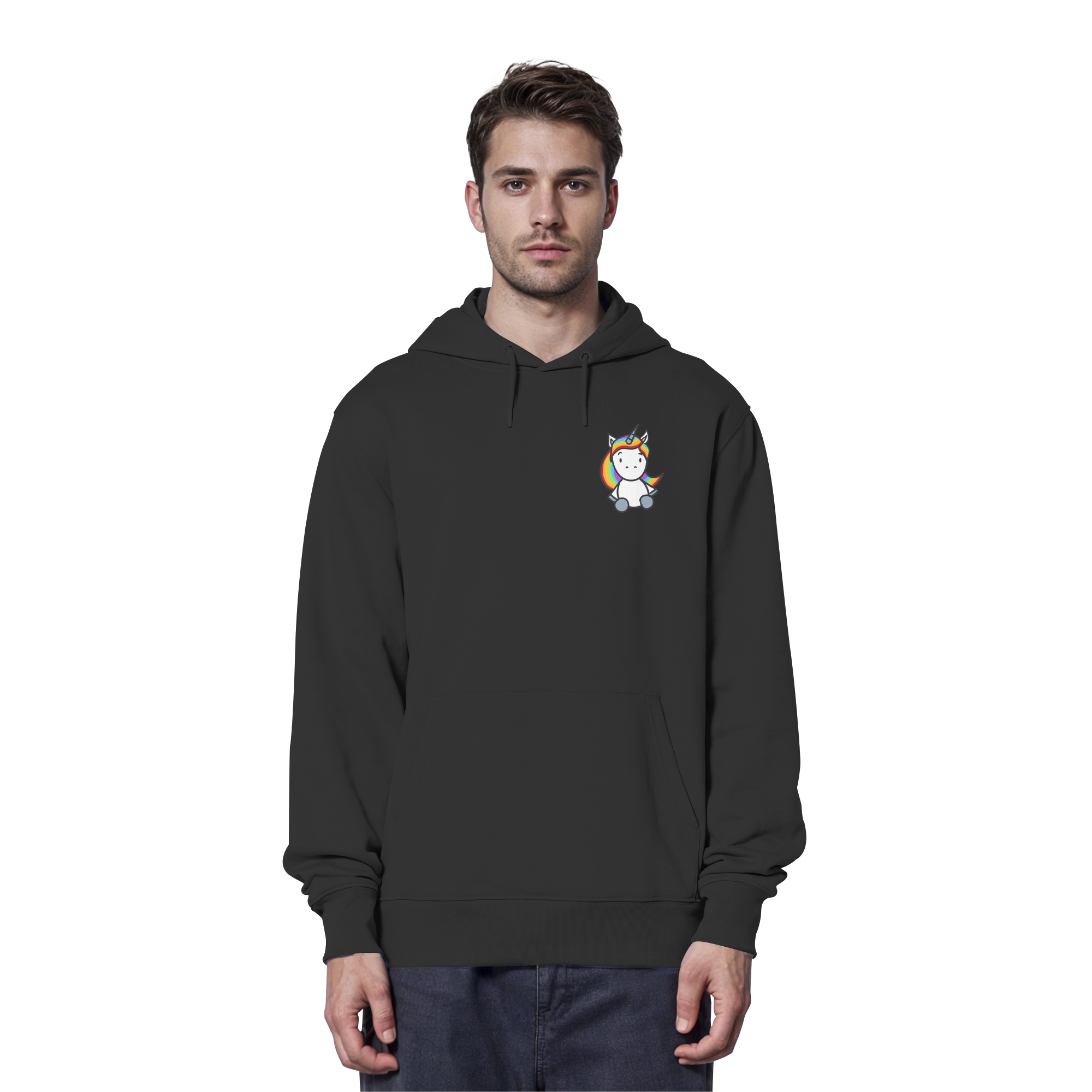 Einhorn mit Regenbogen Haaren - Organic Hoodie