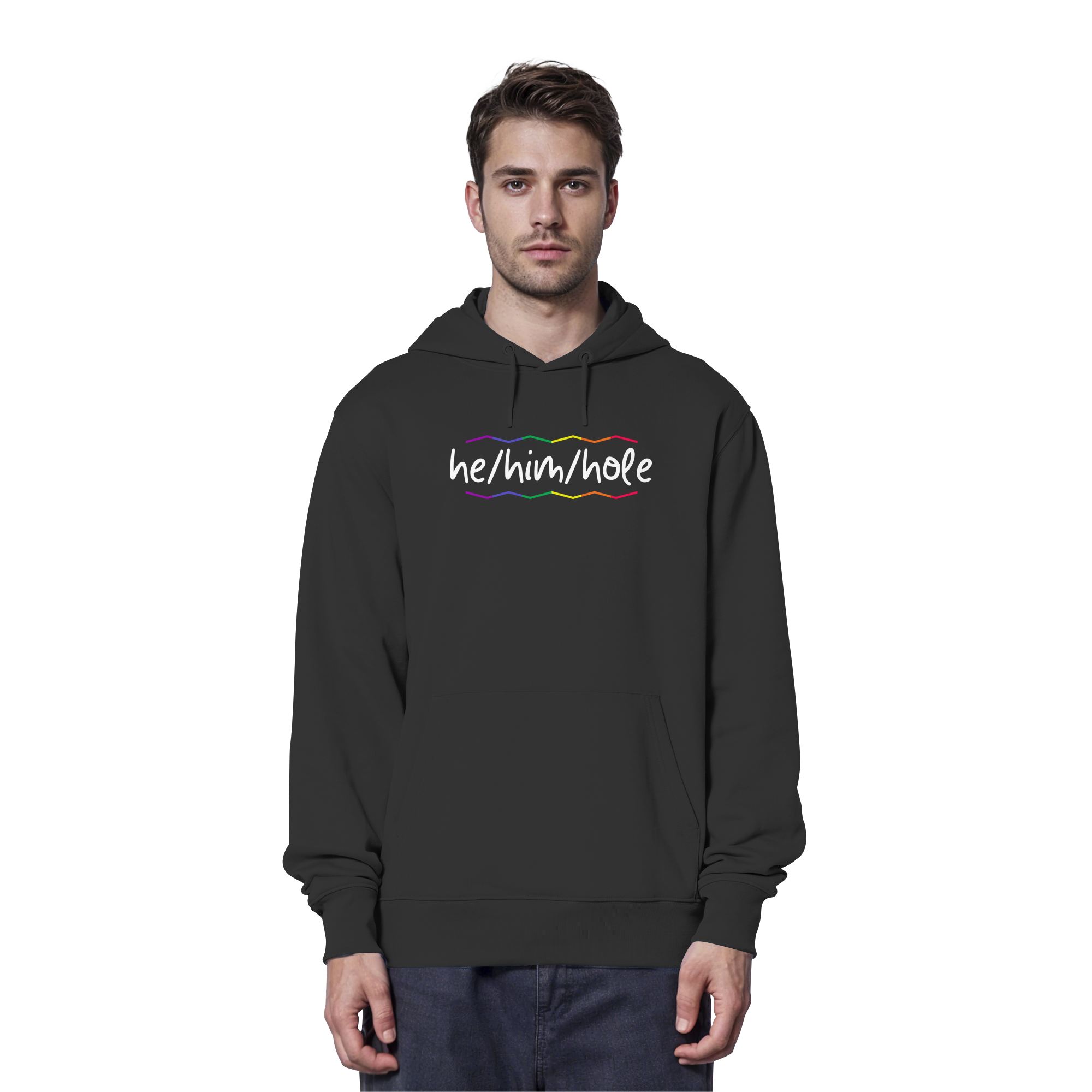 he/him/hole "Pride Waves Edition" - Organic Hoodie