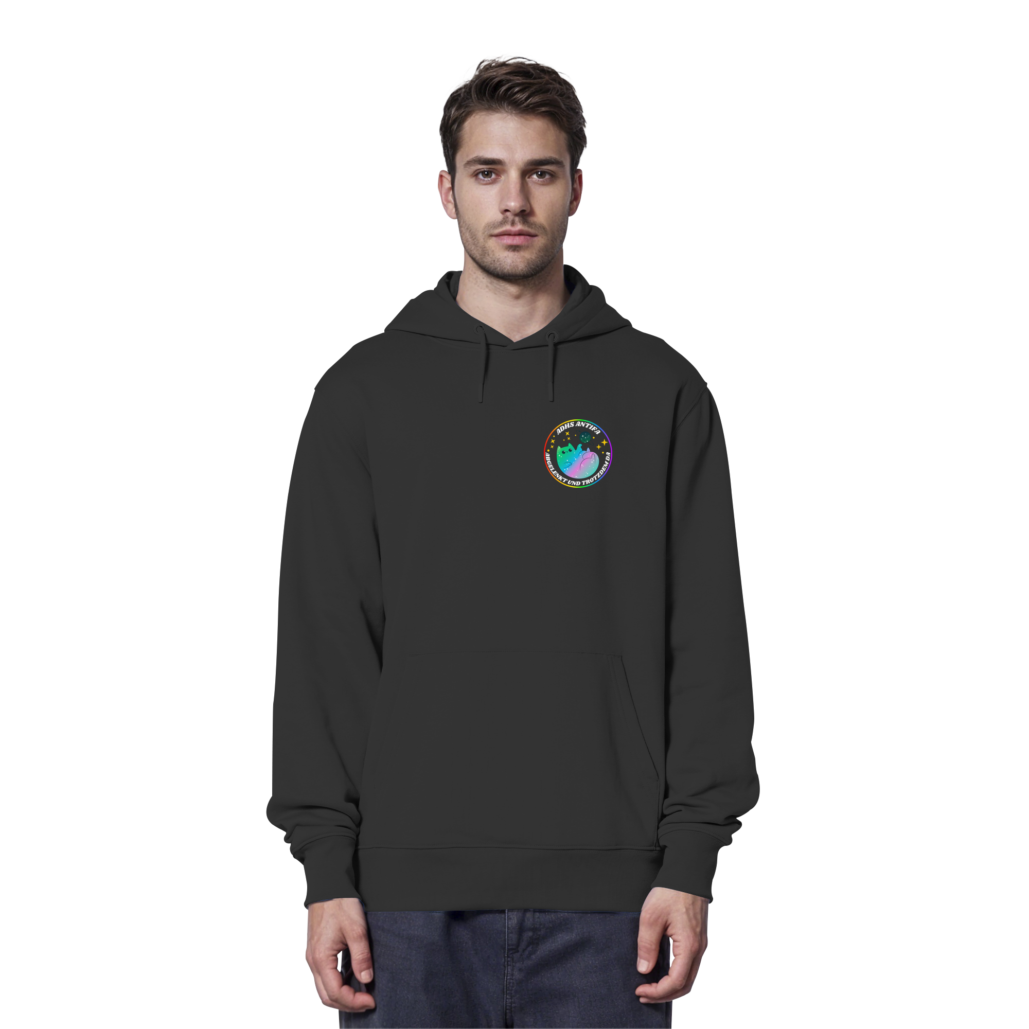 ADHS Antifa: Abgelenkt und trotzdem da "Space Cat Edition" - Organic Hoodie