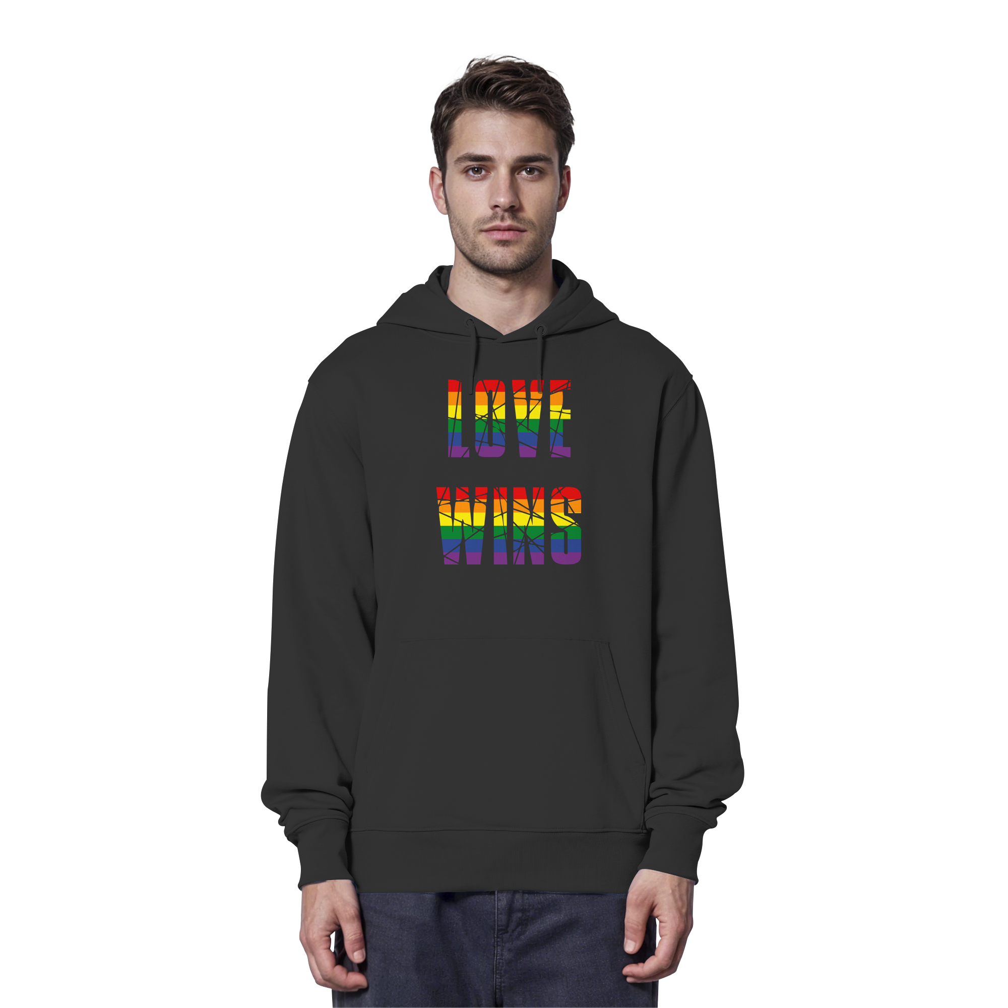 LOVE WINS in Regenbogen-Farben - Organic Hoodie