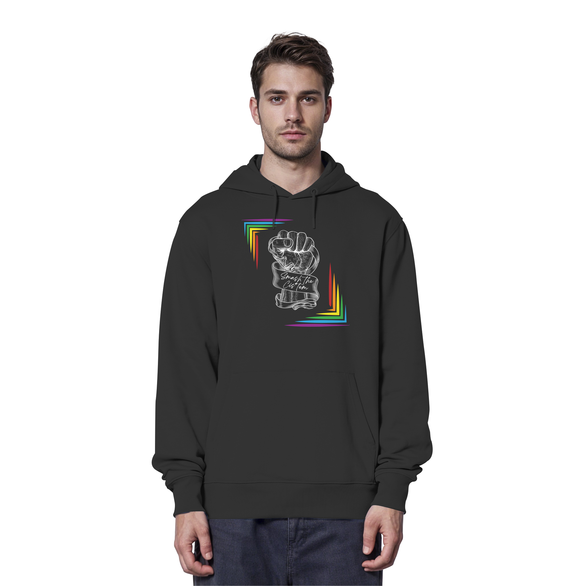 Smash The Cistem (weiße Schrift) - Organic Hoodie