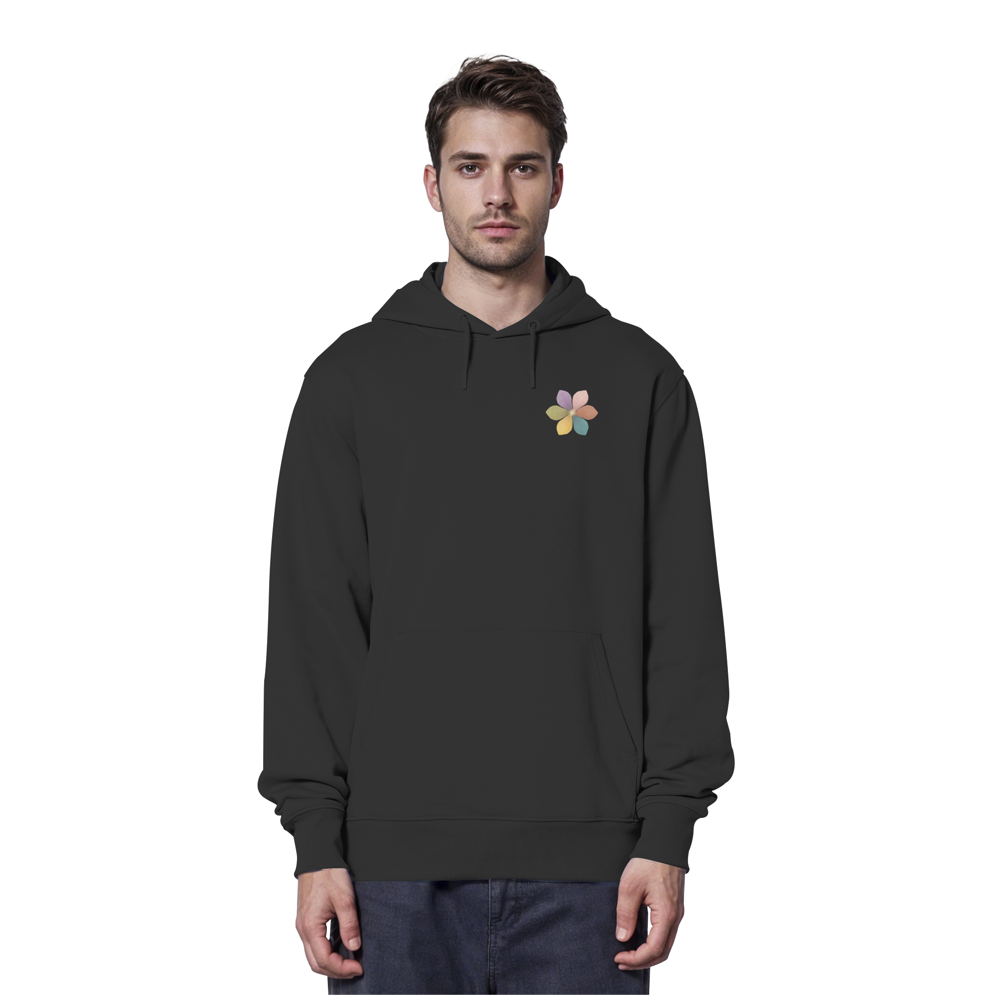 Einatmen Ausatmen "Achtsamkeitsblüte Edition" Backprint - Organic Hoodie