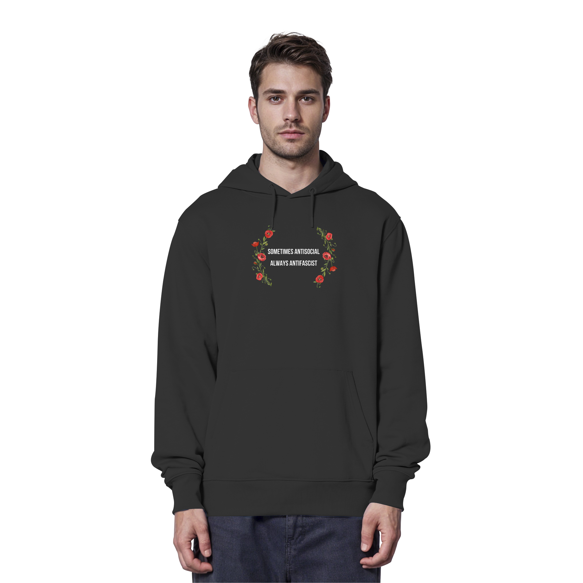 Sometimes Antisocial Always Antifascist - Organic Hoodie