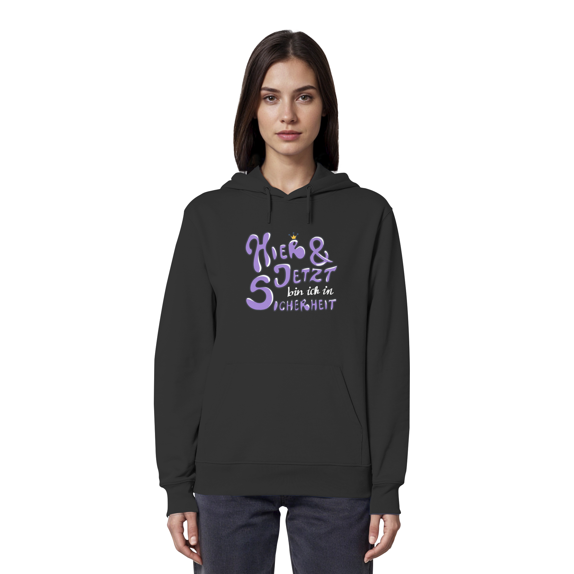 Hier und jetzt bin ich in Sicherheit "Lila Edition" - Organic Hoodie