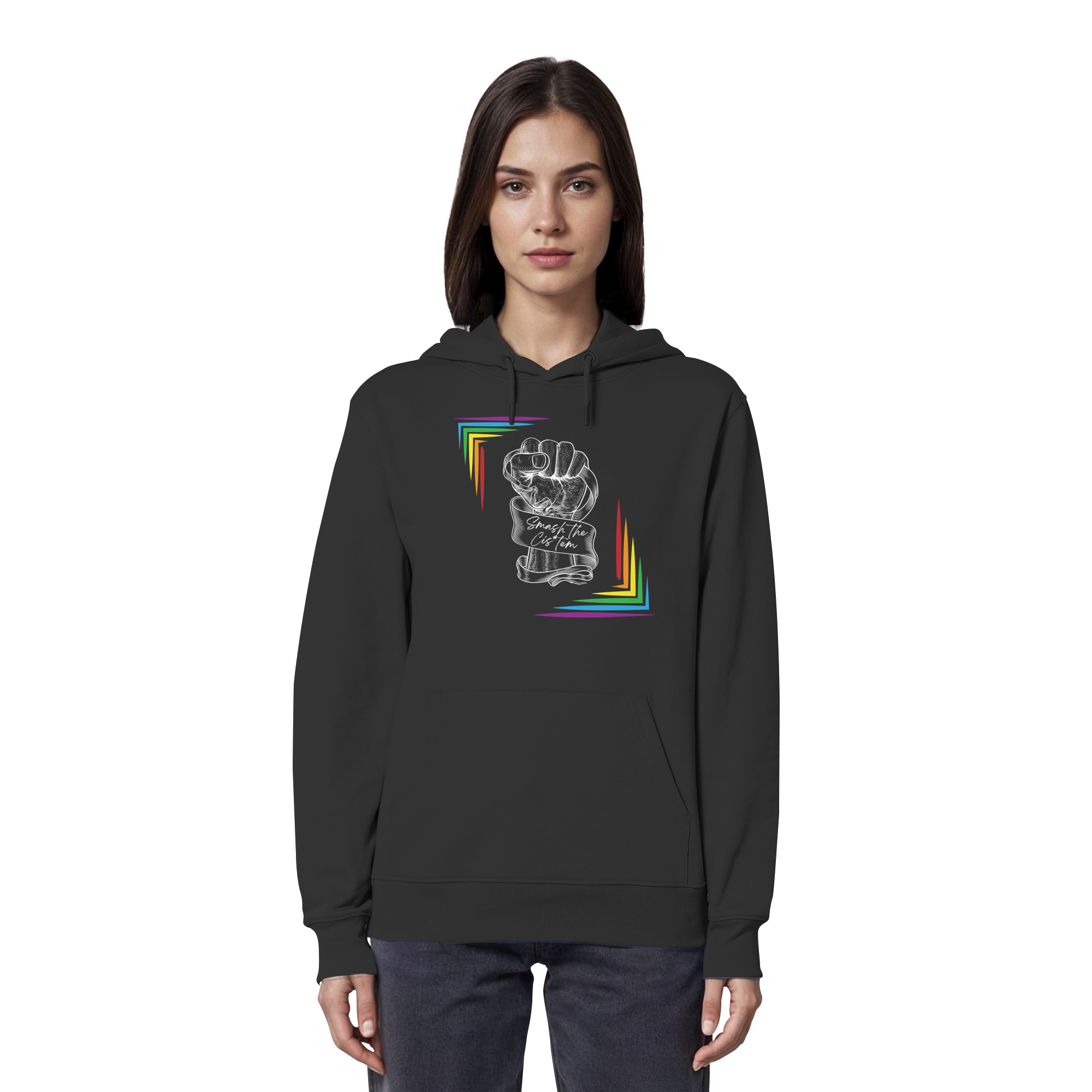 Smash The Cistem (weiße Schrift) - Organic Hoodie