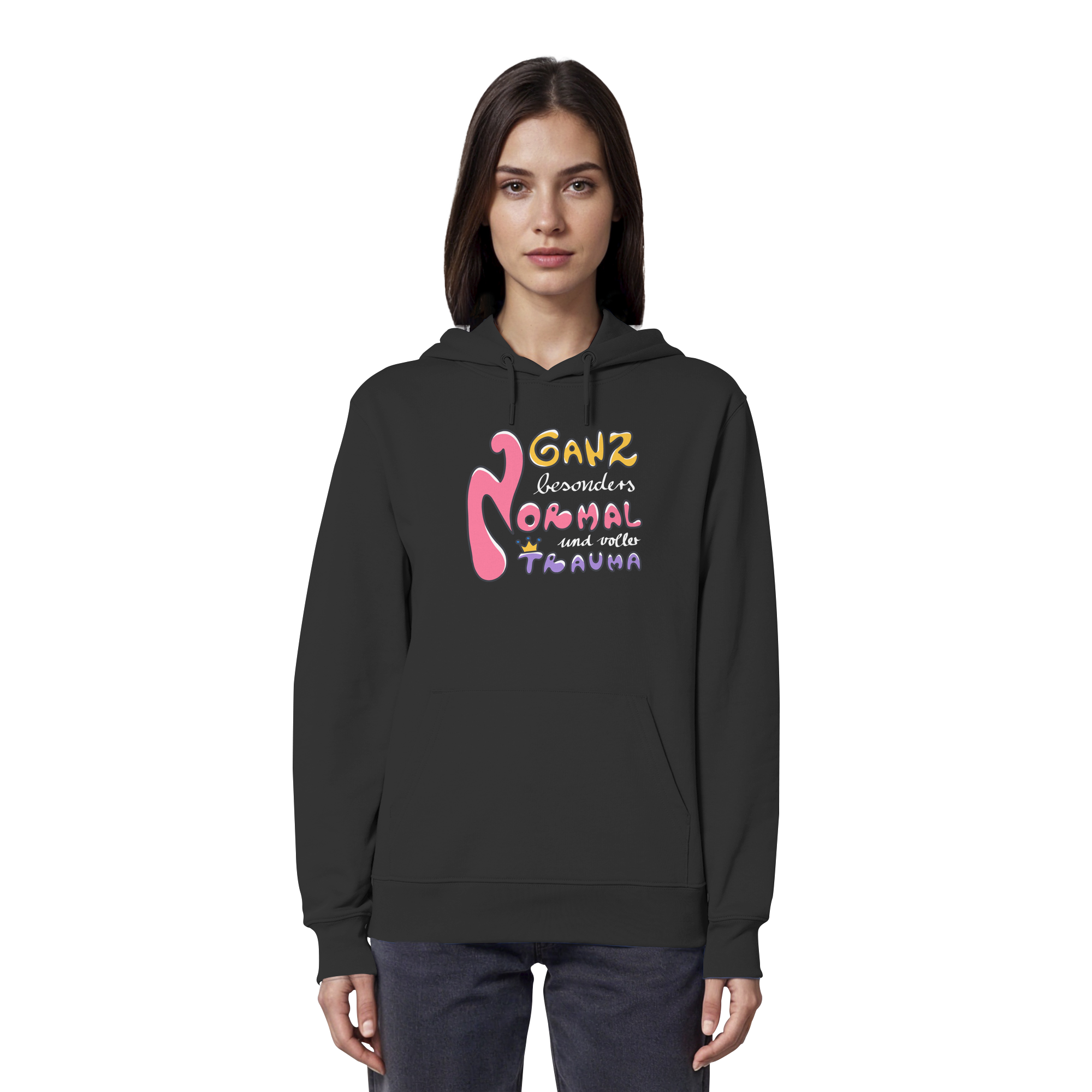 Ganz besonders Normal und voller Trauma "Bunte Edition" - Organic Hoodie