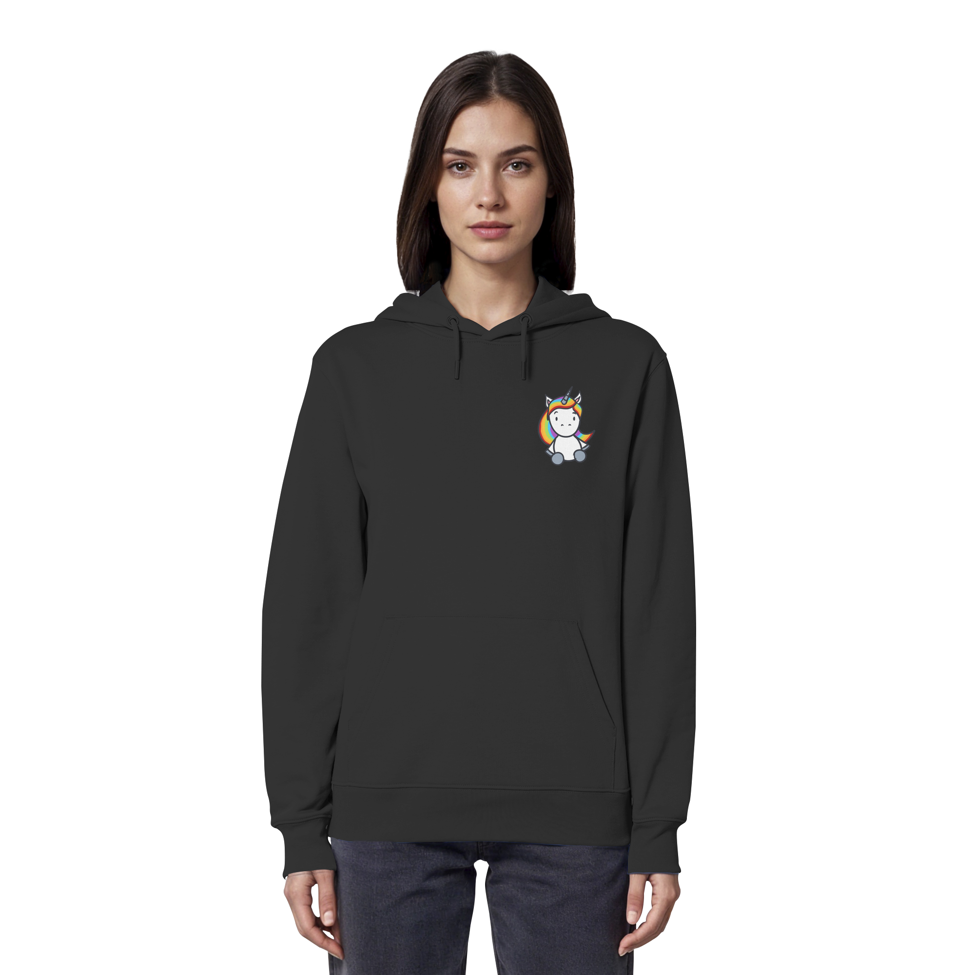 Einhorn mit Regenbogen Haaren - Organic Hoodie