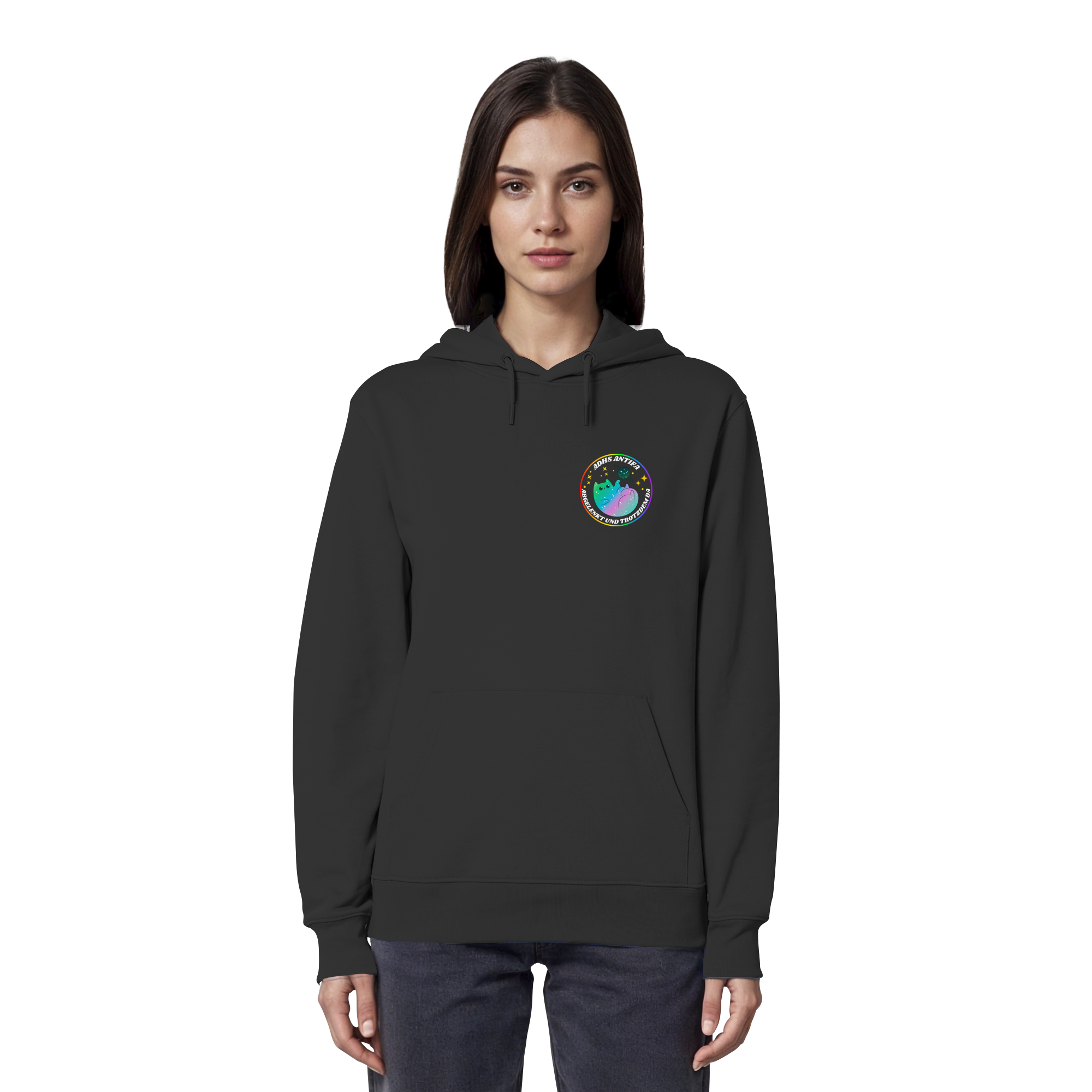 ADHS Antifa: Abgelenkt und trotzdem da "Space Cat Edition" - Organic Hoodie