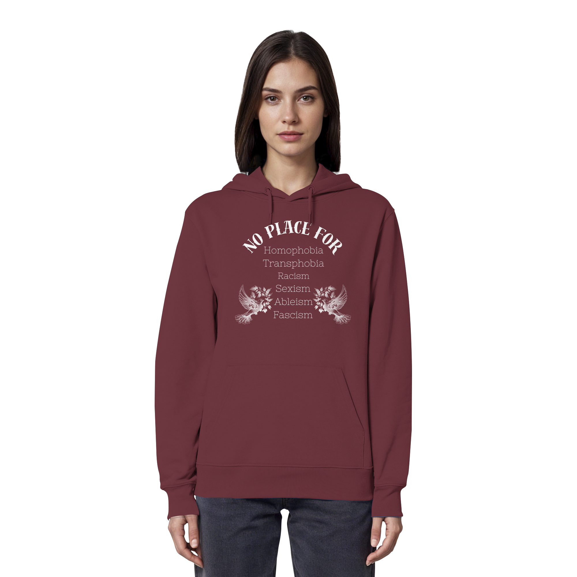 No Place For (weiße Schrift) - Organic Hoodie