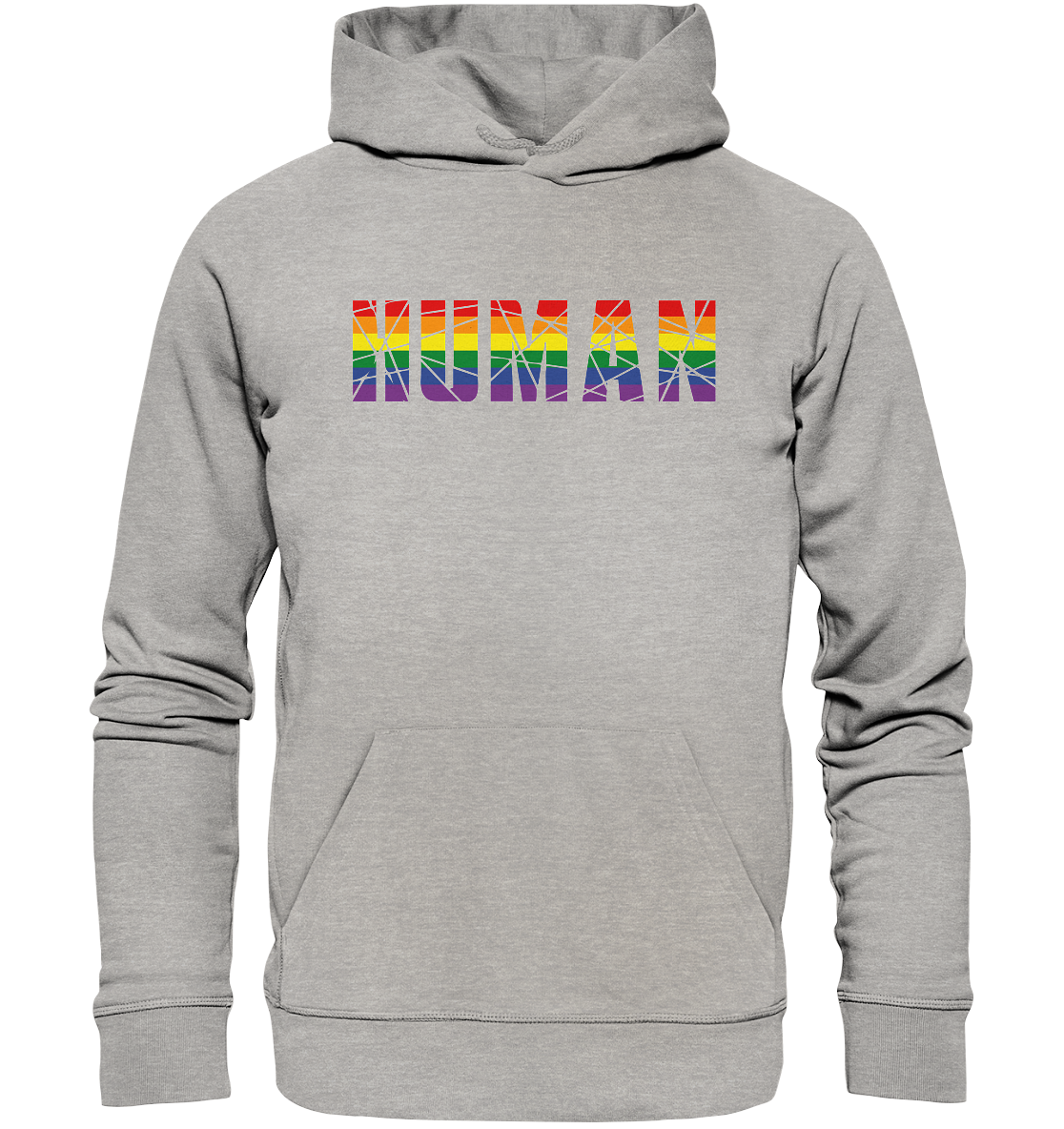 HUMAN in Regenbogen-Farben - Organic Hoodie