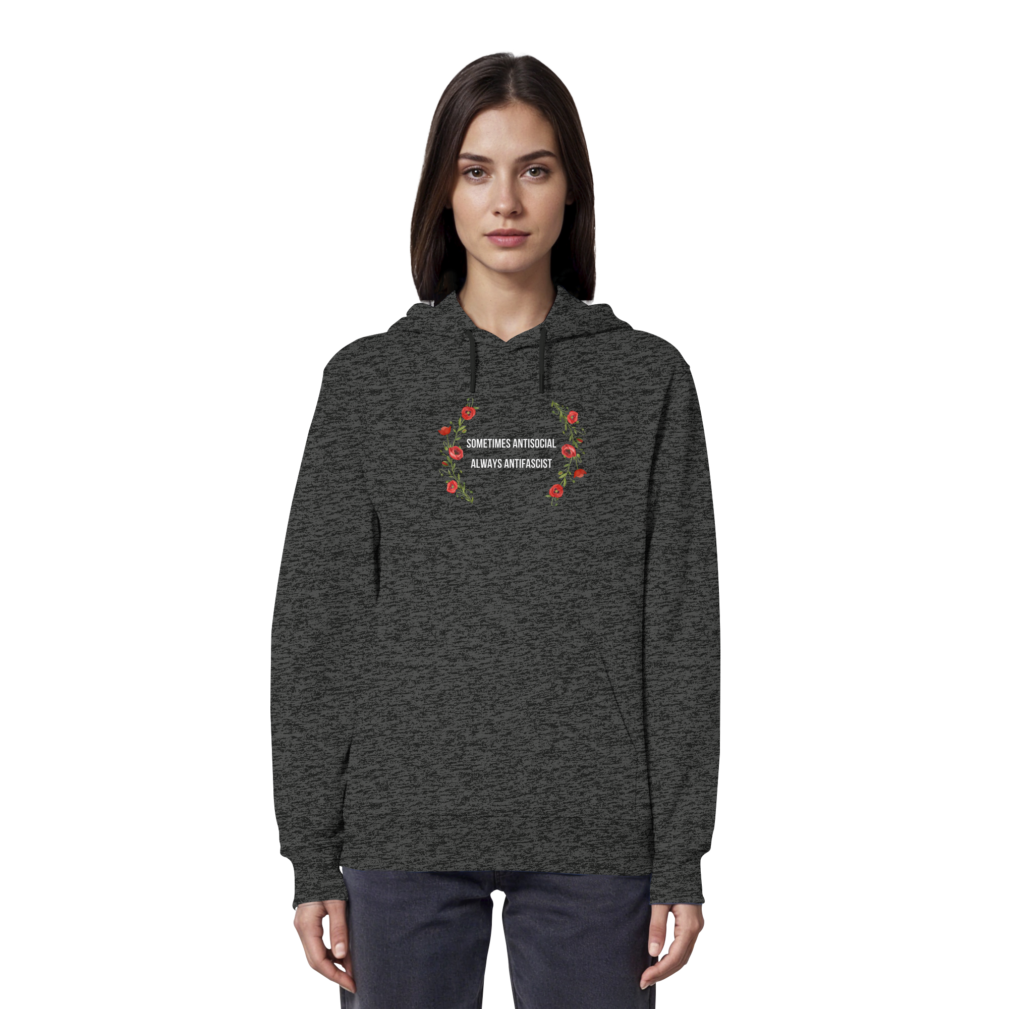 Sometimes Antisocial Always Antifascist - Organic Hoodie