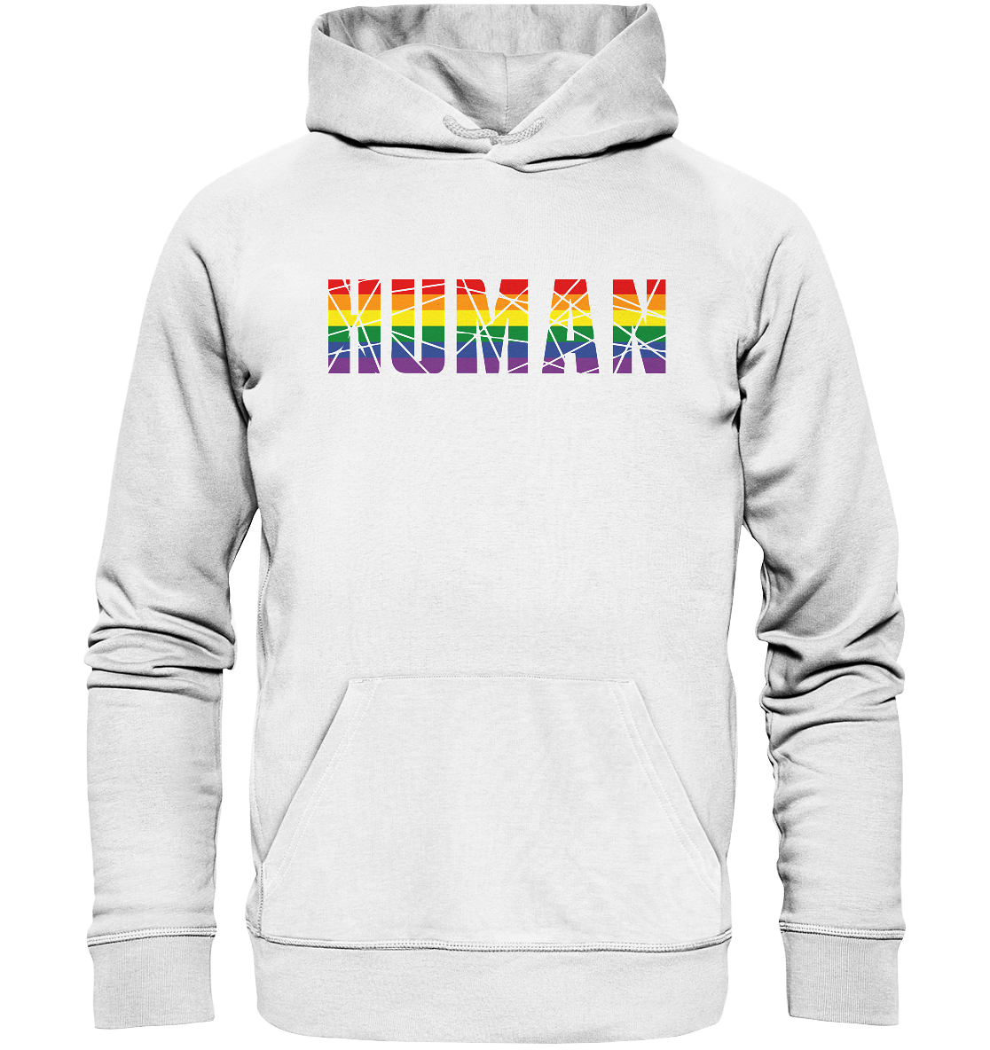 HUMAN in Regenbogen-Farben - Organic Hoodie