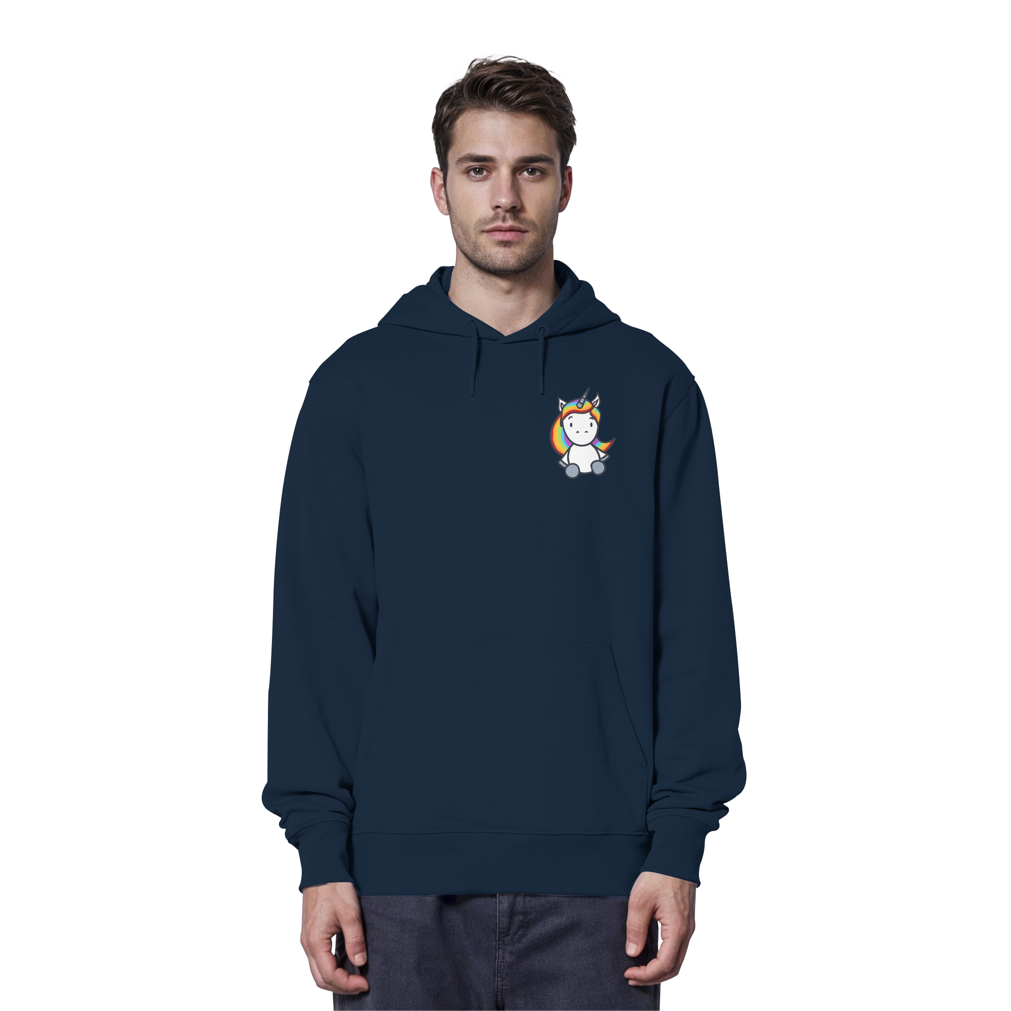 Schwarz Weiß wird Regenbogen Farben Backprint (dunkel) - Organic Hoodie