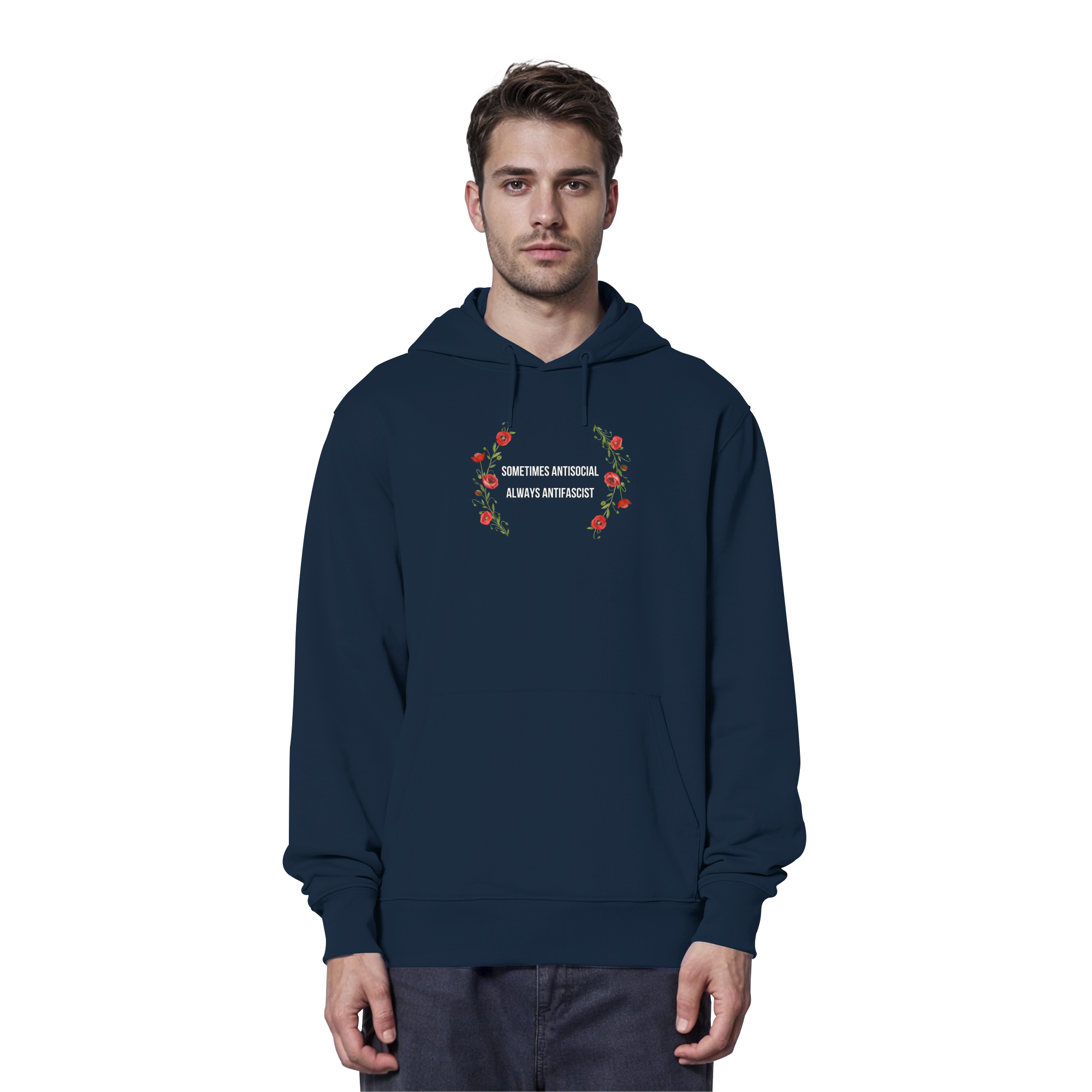Sometimes Antisocial Always Antifascist - Organic Hoodie