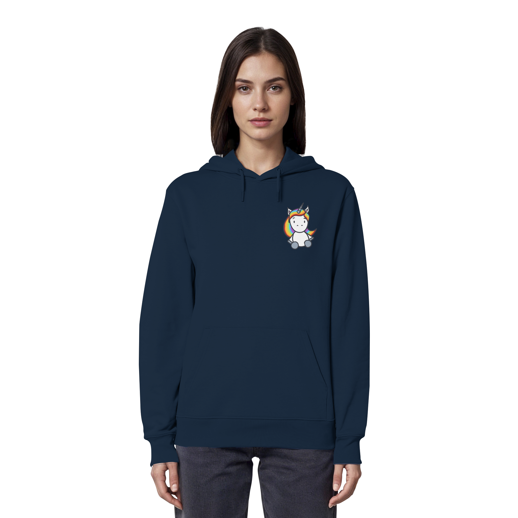 Schwarz Weiß wird Regenbogen Farben Backprint (dunkel) - Organic Hoodie