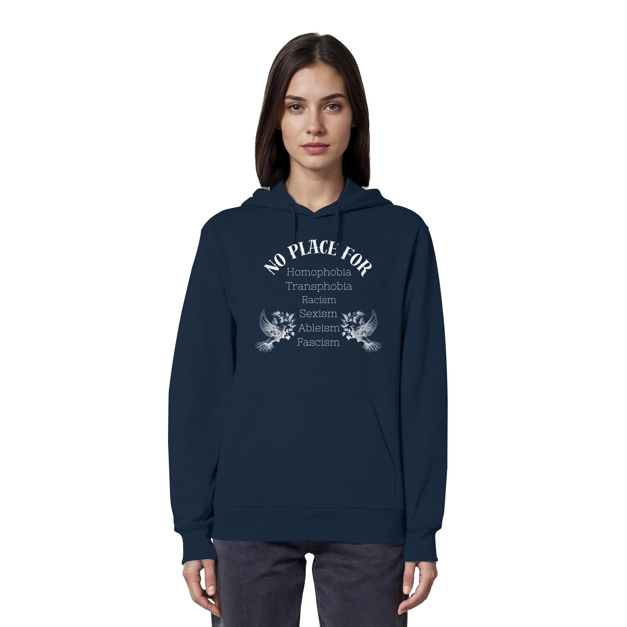 No Place For (weiße Schrift) - Organic Hoodie