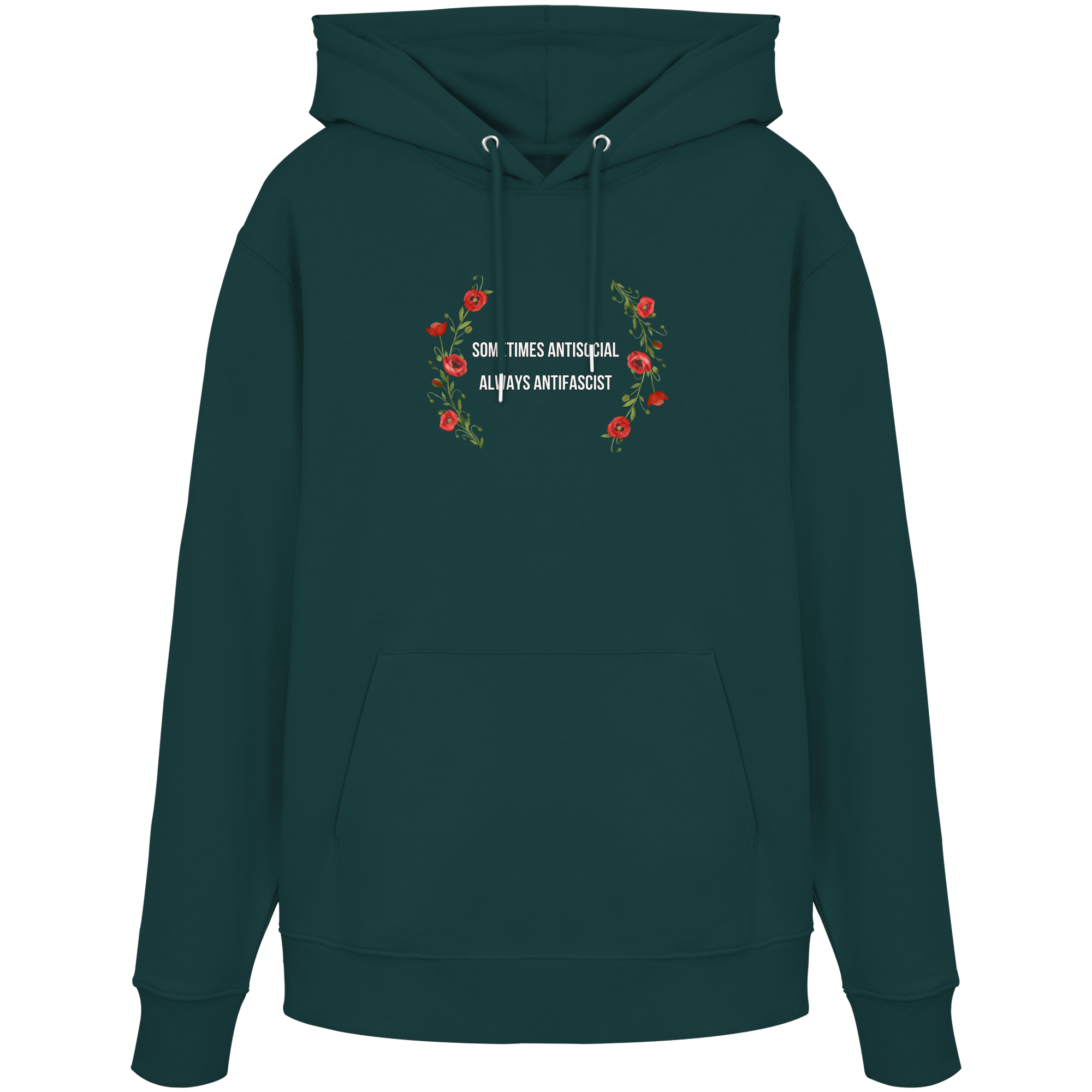 Sometimes Antisocial Always Antifascist - Organic Hoodie