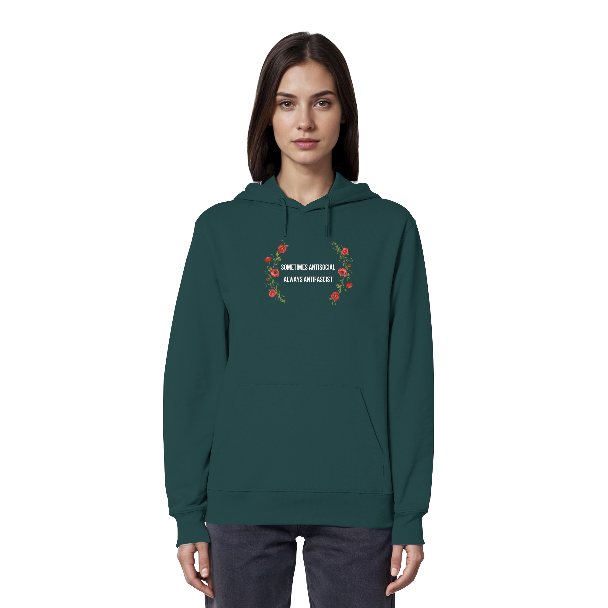 Sometimes Antisocial Always Antifascist - Organic Hoodie