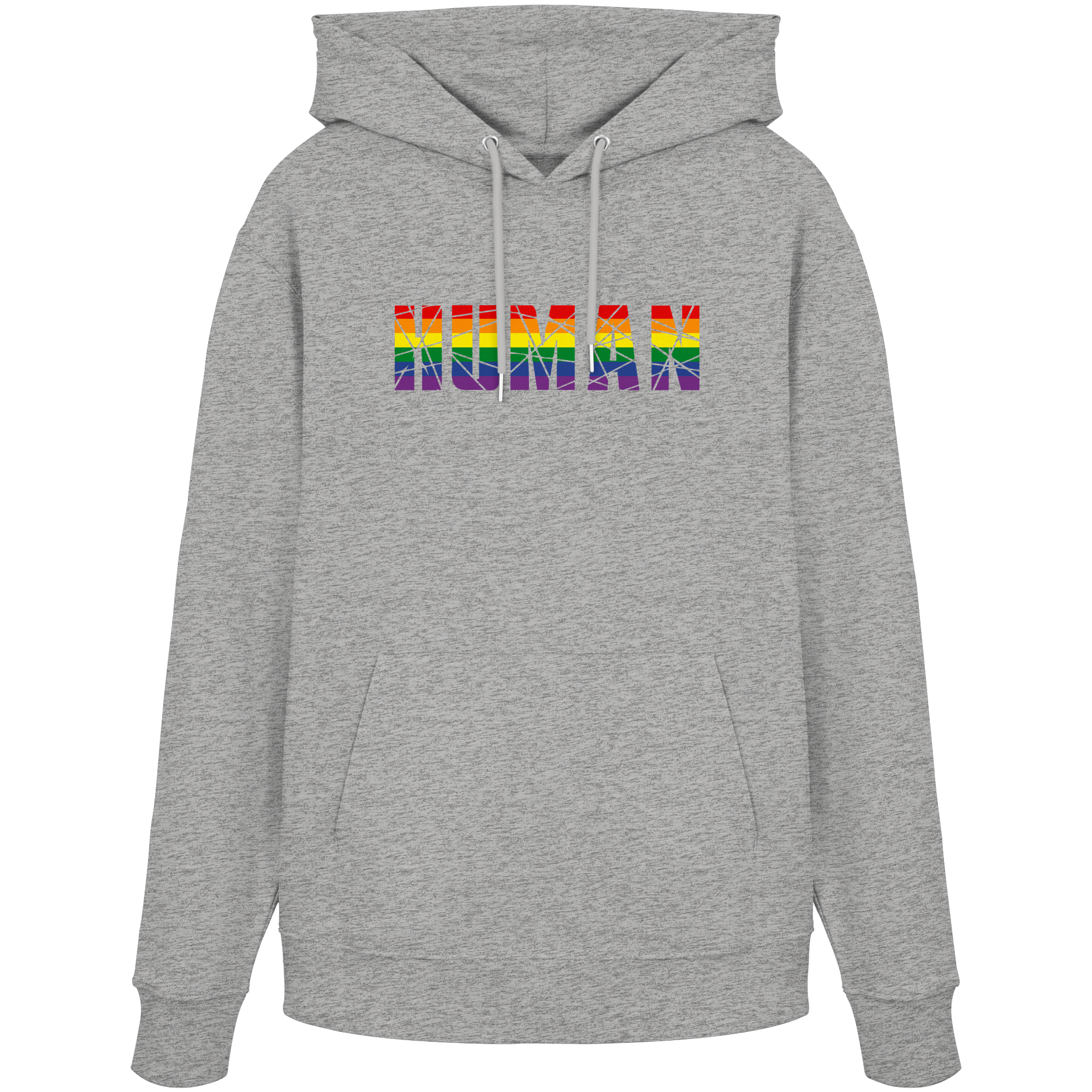 HUMAN in Regenbogen Farben - Organic Hoodie