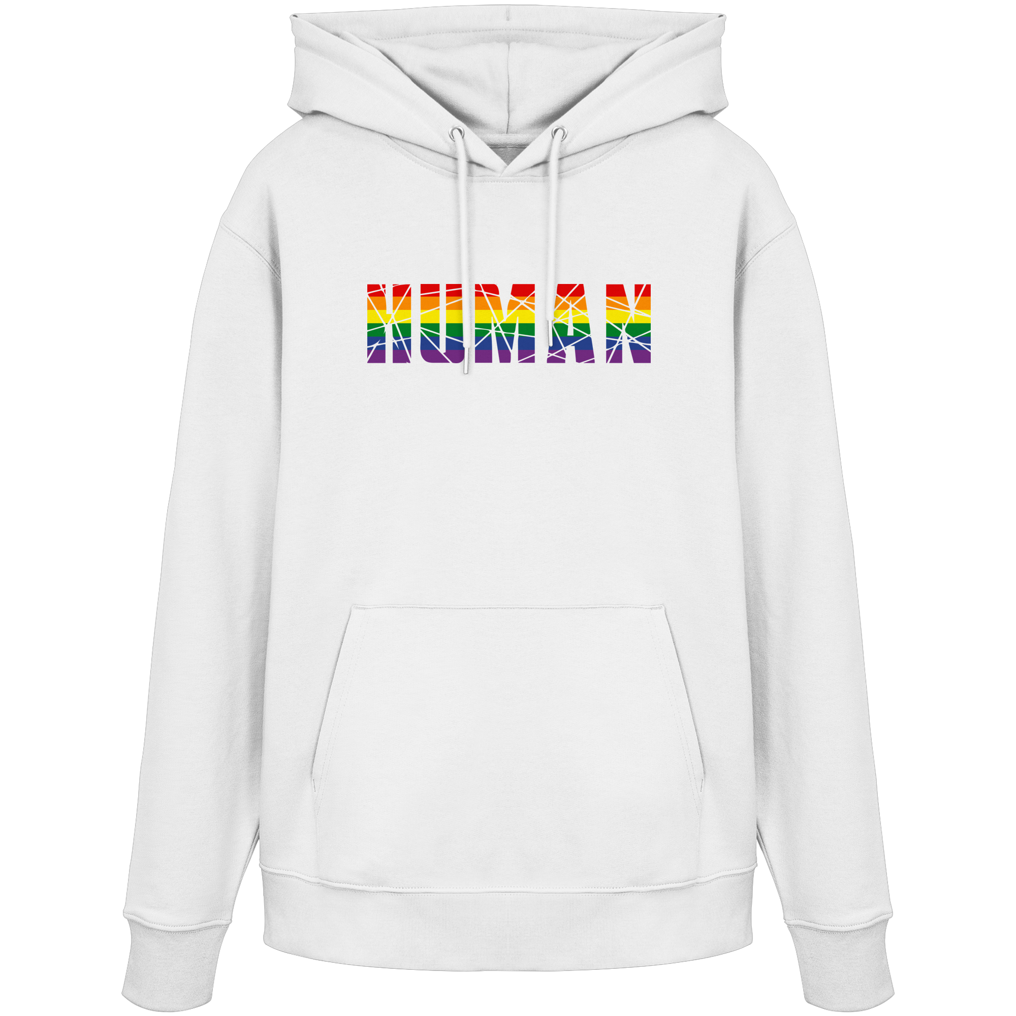 HUMAN in Regenbogen Farben - Organic Hoodie