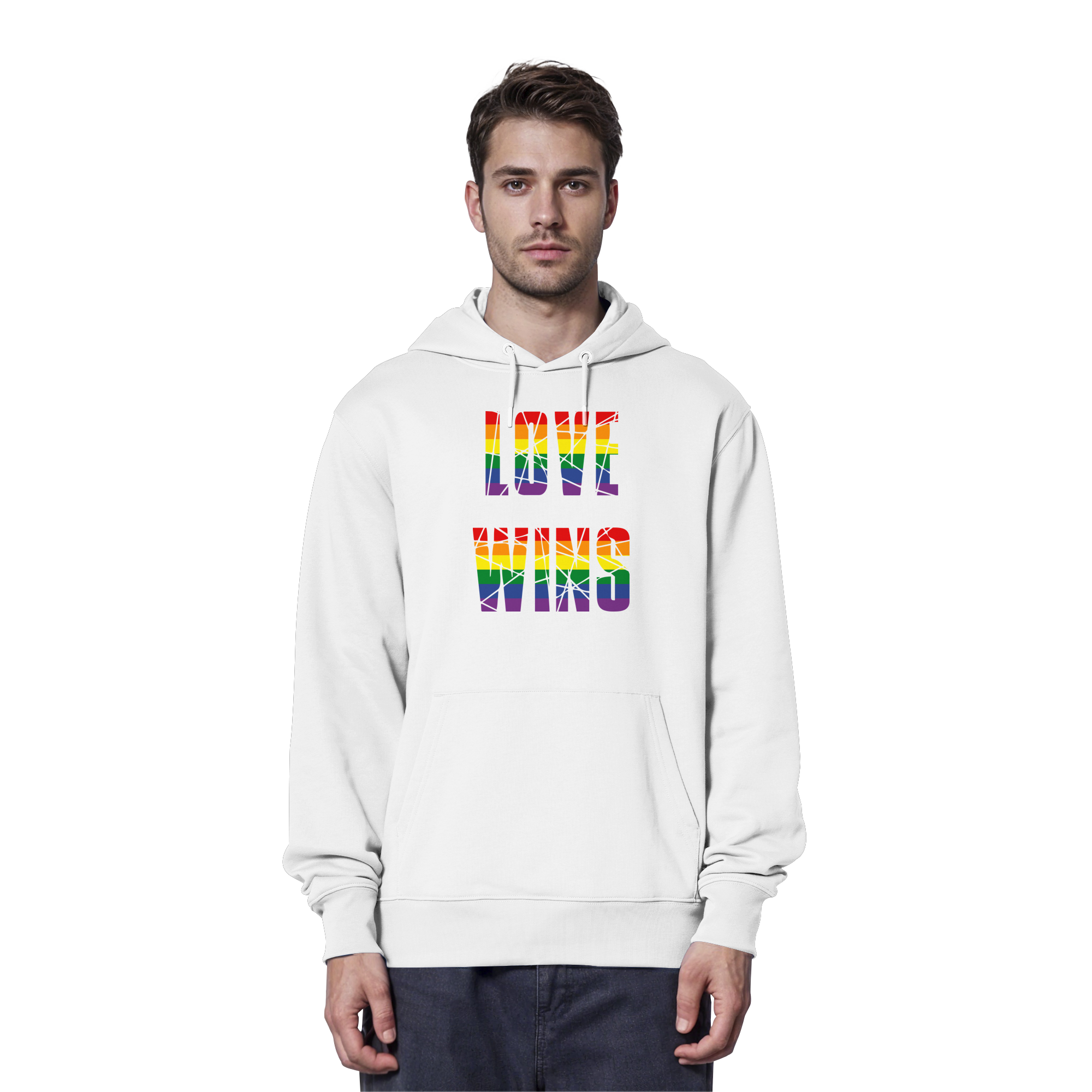 LOVE WINS in Regenbogen-Farben - Organic Hoodie