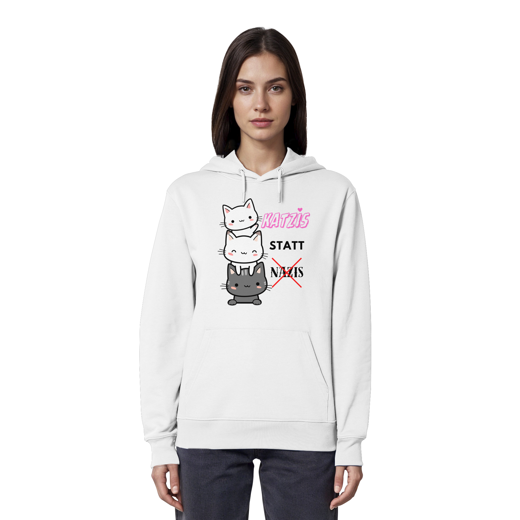 Katzis statt Nazis - Organic Hoodie