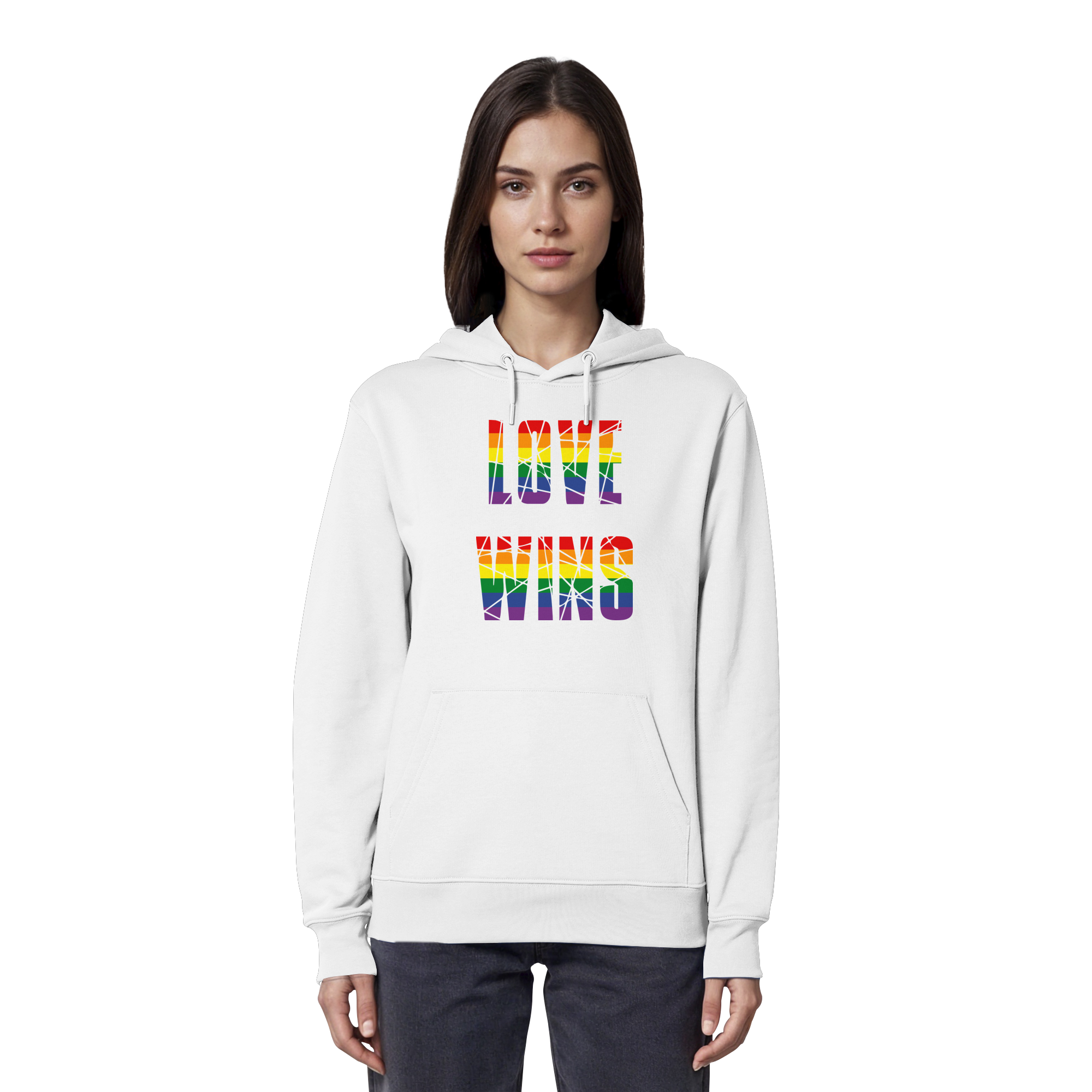 LOVE WINS in Regenbogen-Farben - Organic Hoodie