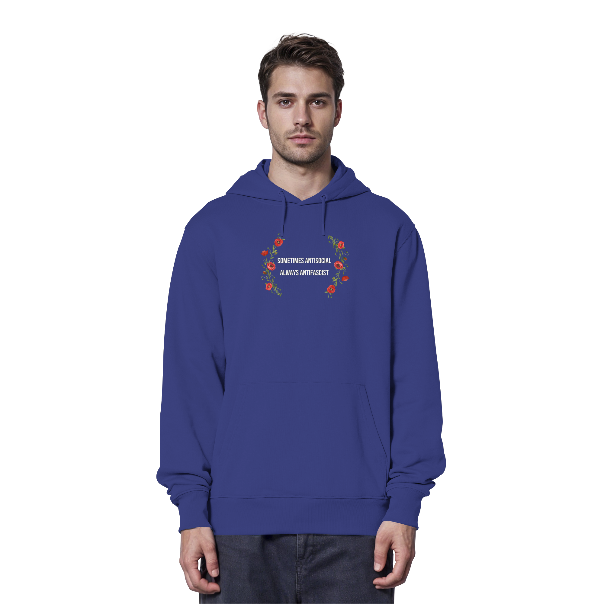 Sometimes Antisocial Always Antifascist - Organic Hoodie
