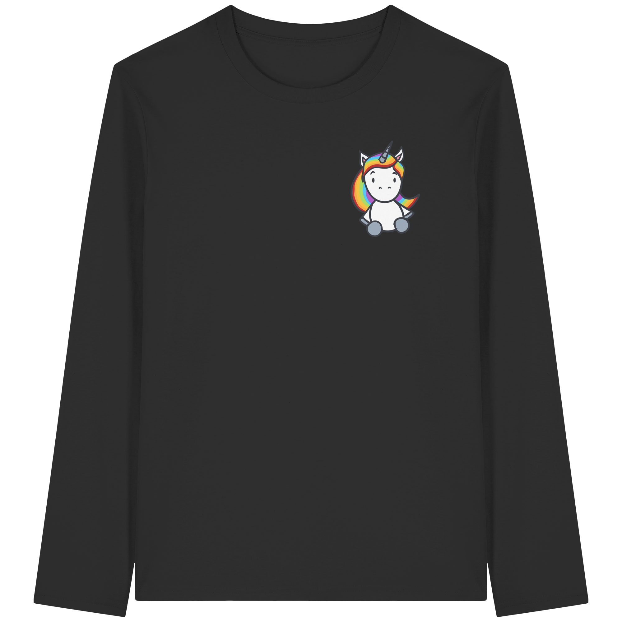 Schwarz Weiß wird Regenbogen Farben Backprint (dunkel) - Organic Longsleeve T-Shirt